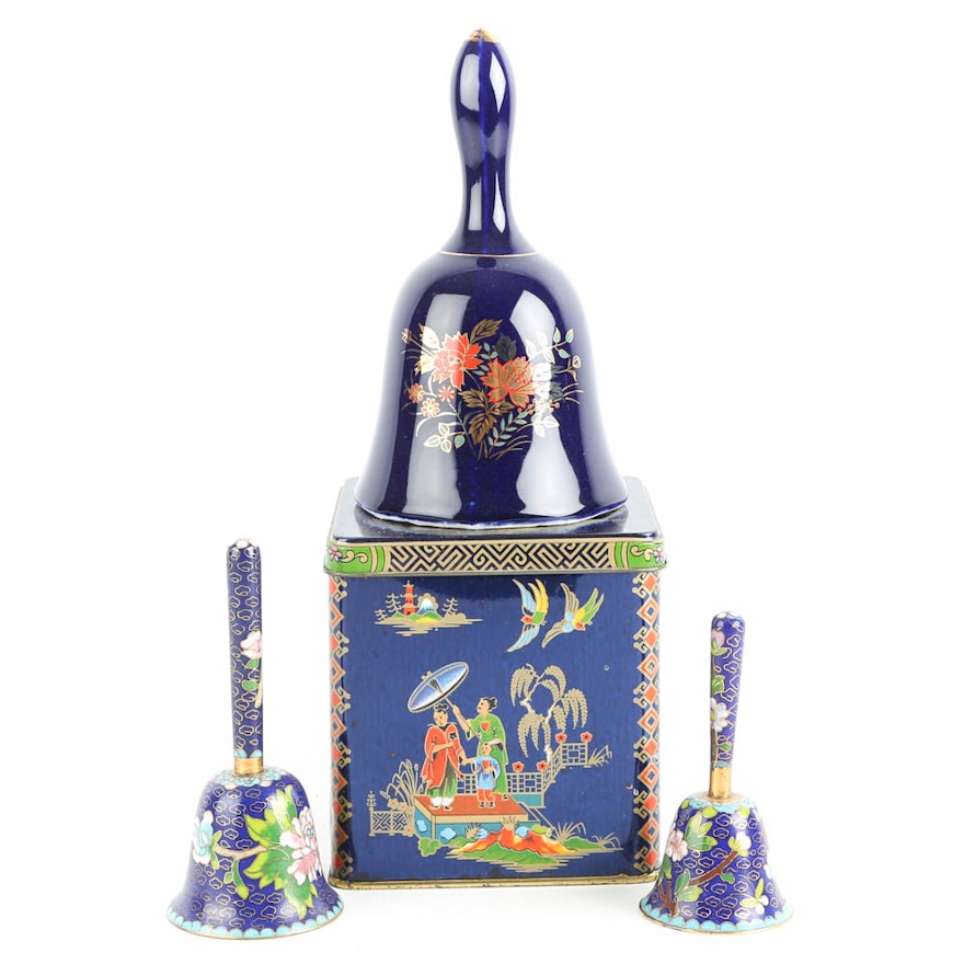 Cloisonné Dinner Bells and Tea Caddy