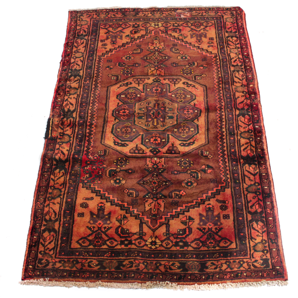 Semi-Antique Hand-Knotted Persian Zanjan Area Rug