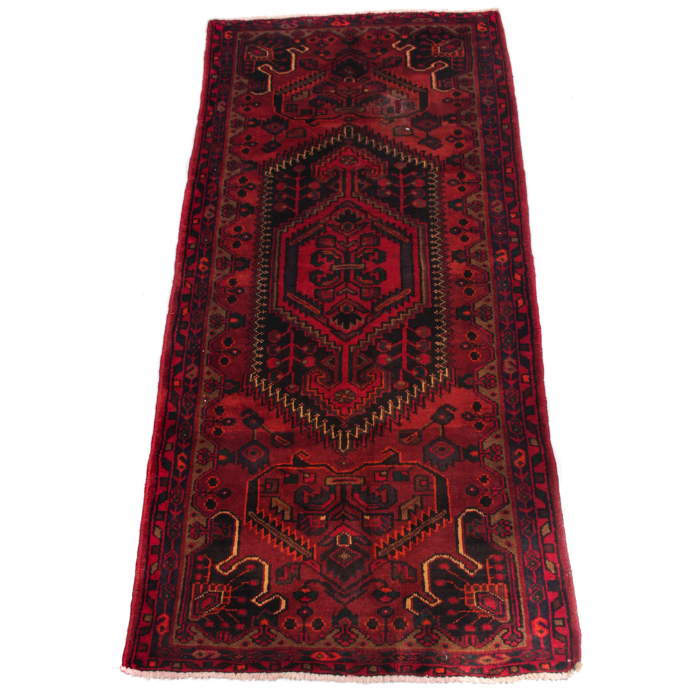 Semi-Antique Hand-Knotted Persian Zanjan Area Rug