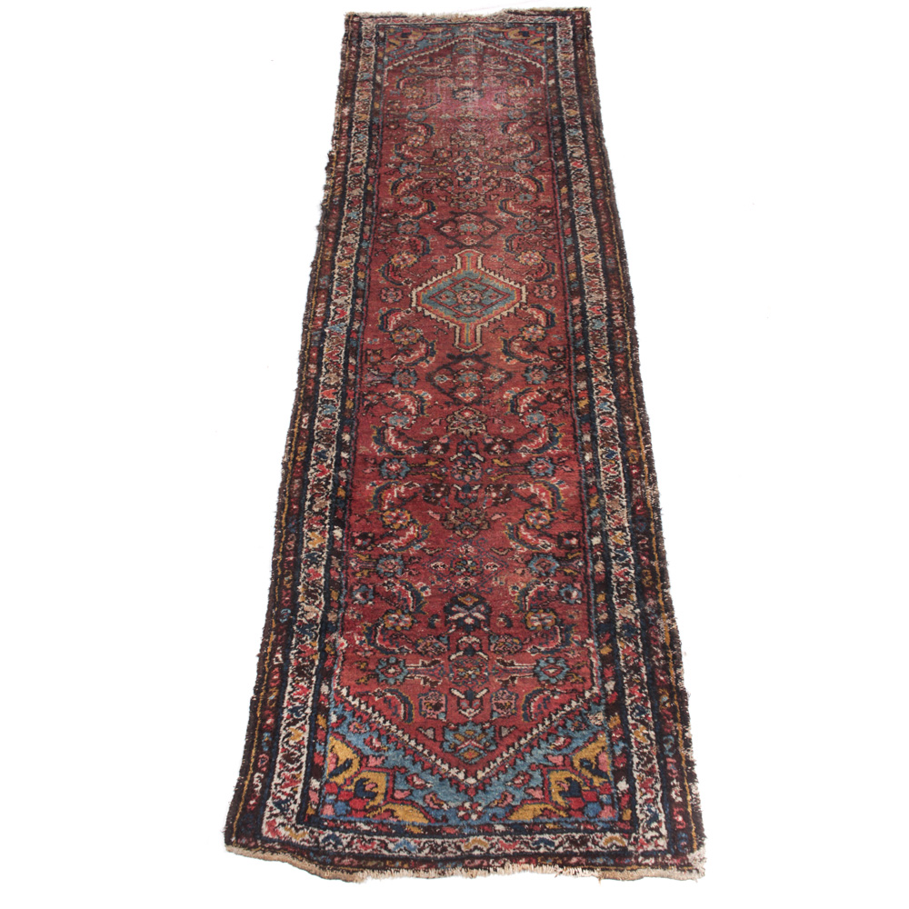 Antique Hand-Knotted Persian Heriz Kerajeh Runner