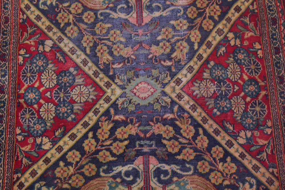 Semi-Antique Hand-Knotted Persian Tabriz Accent Rug
