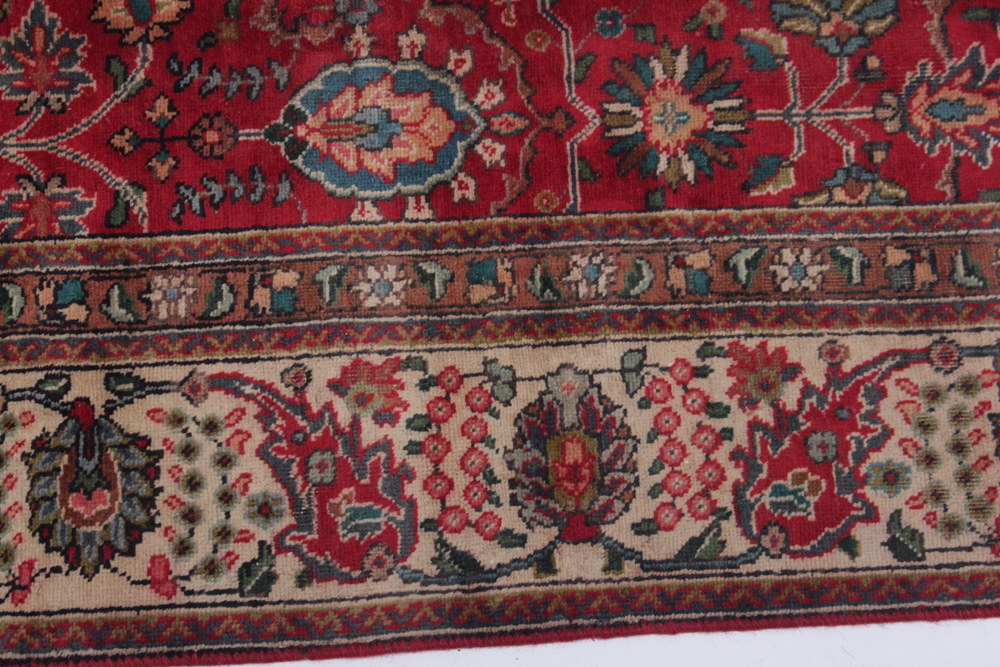 Semi-Antique Hand-Knotted Persian Tabriz Pictorial Room Size Rug