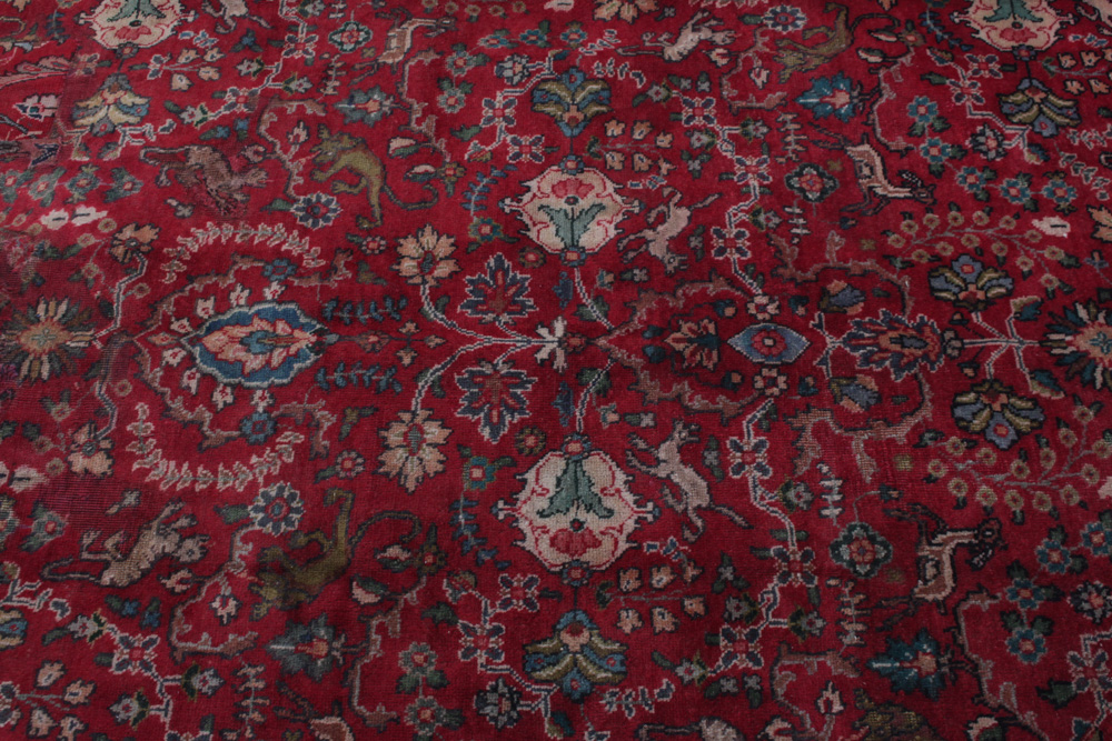 Semi-Antique Hand-Knotted Persian Tabriz Pictorial Room Size Rug