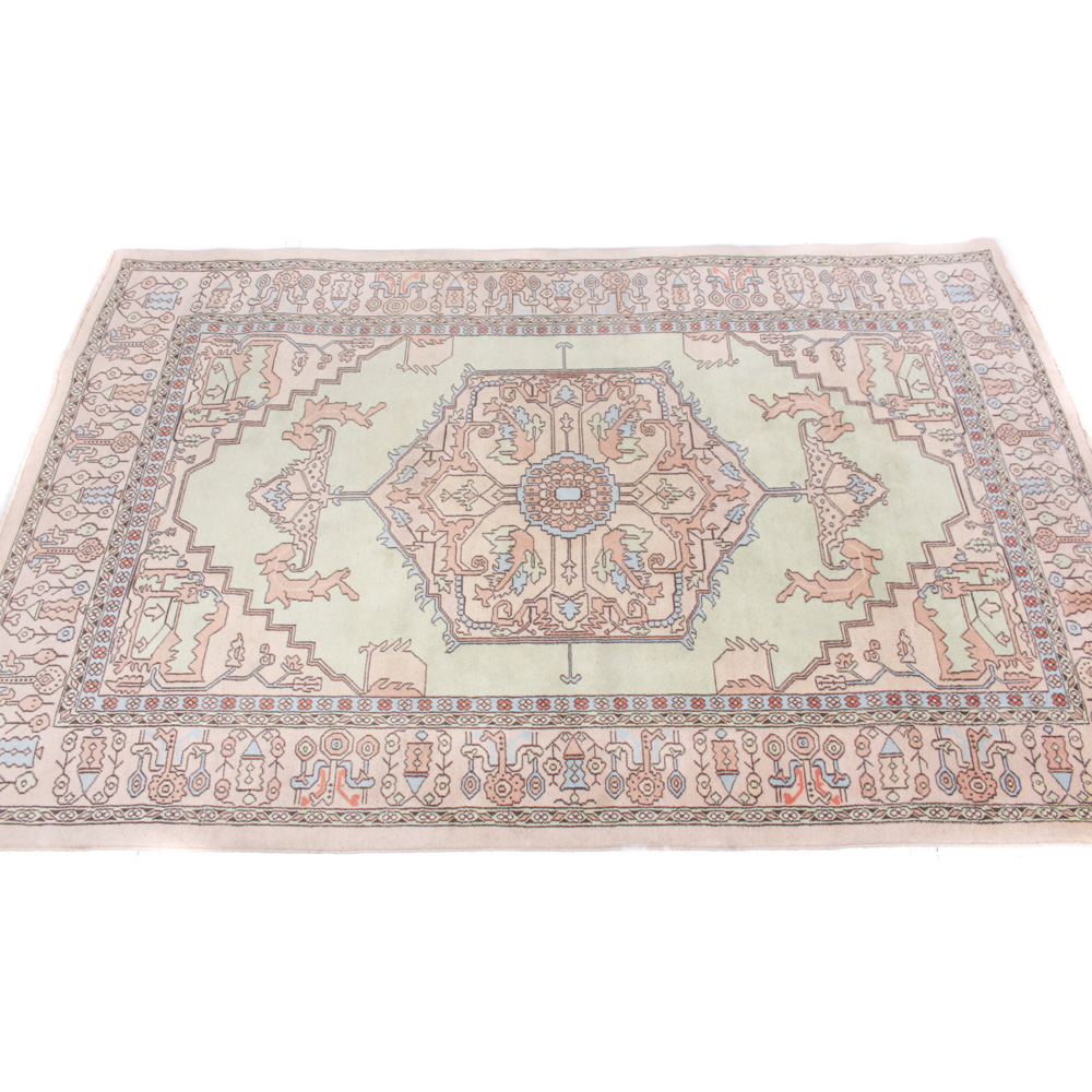 Hand-Knotted Persian Heriz Area Rug