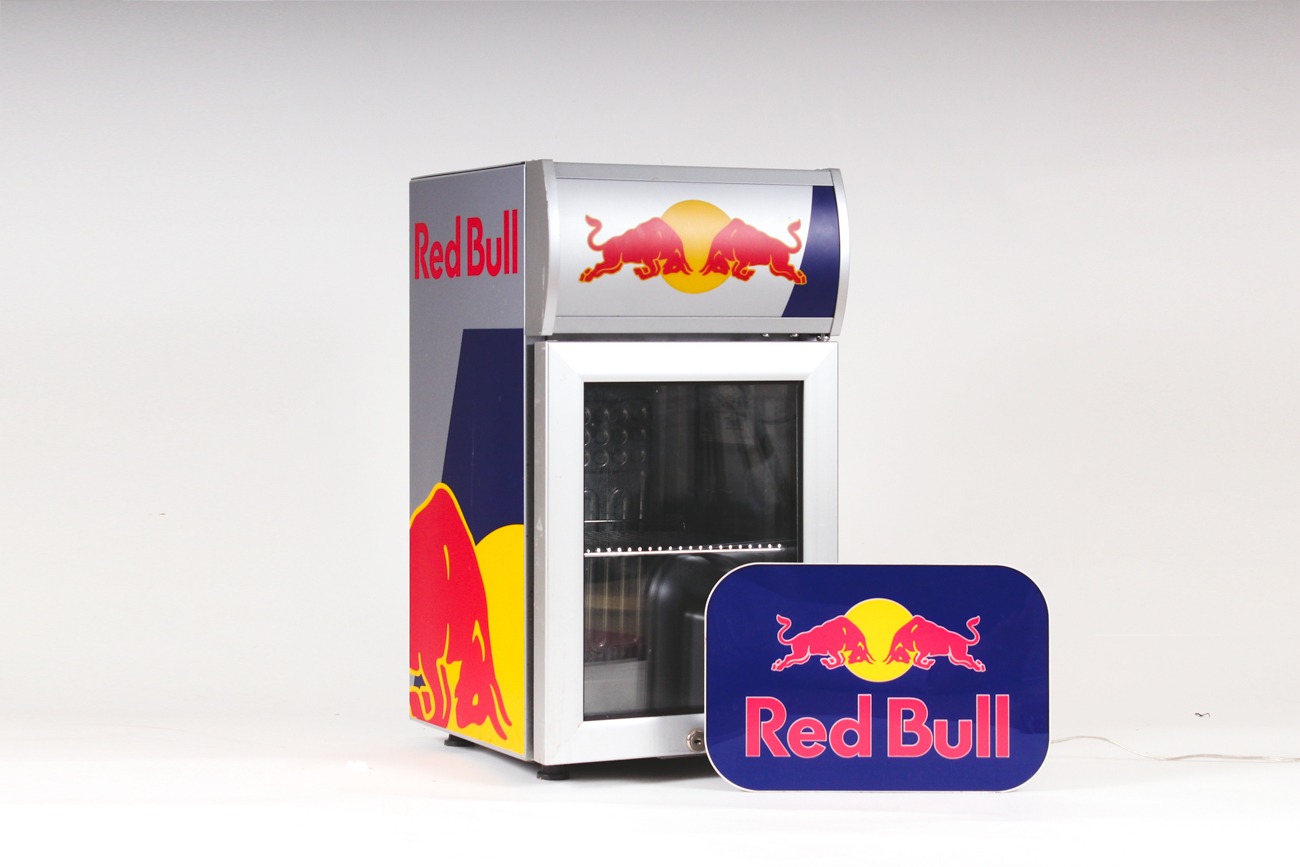 Red Bull Mini Refrigerator and Electric Sign
