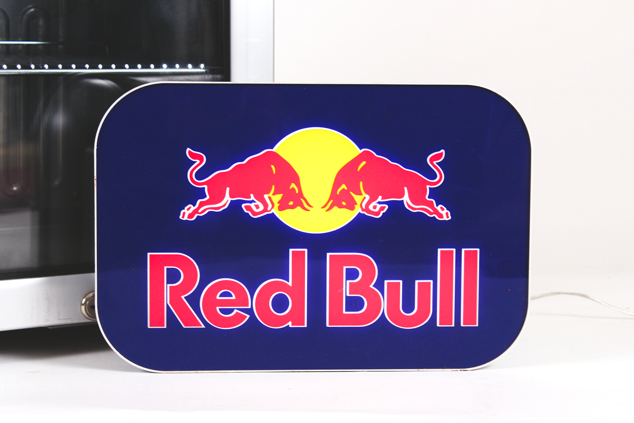 Red Bull Mini Refrigerator and Electric Sign