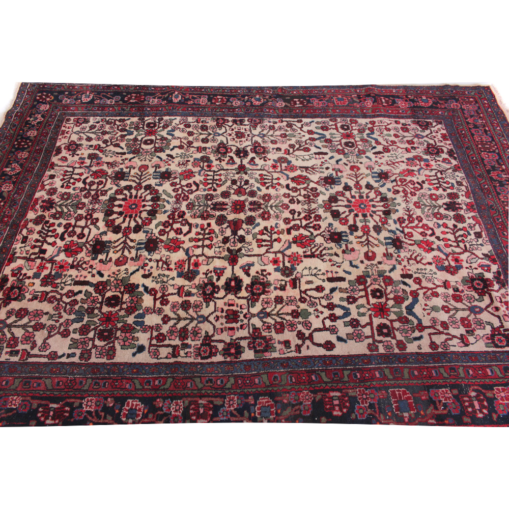 Hand-Knotted Semi Antique Persian Nahavand Area Rug