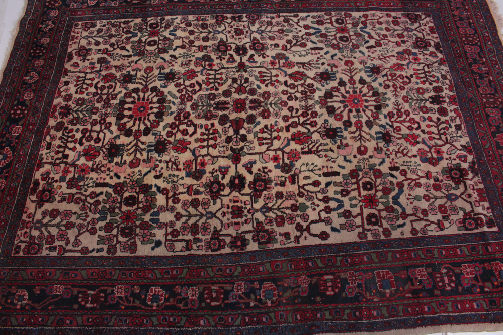 Hand-Knotted Semi Antique Persian Nahavand Area Rug