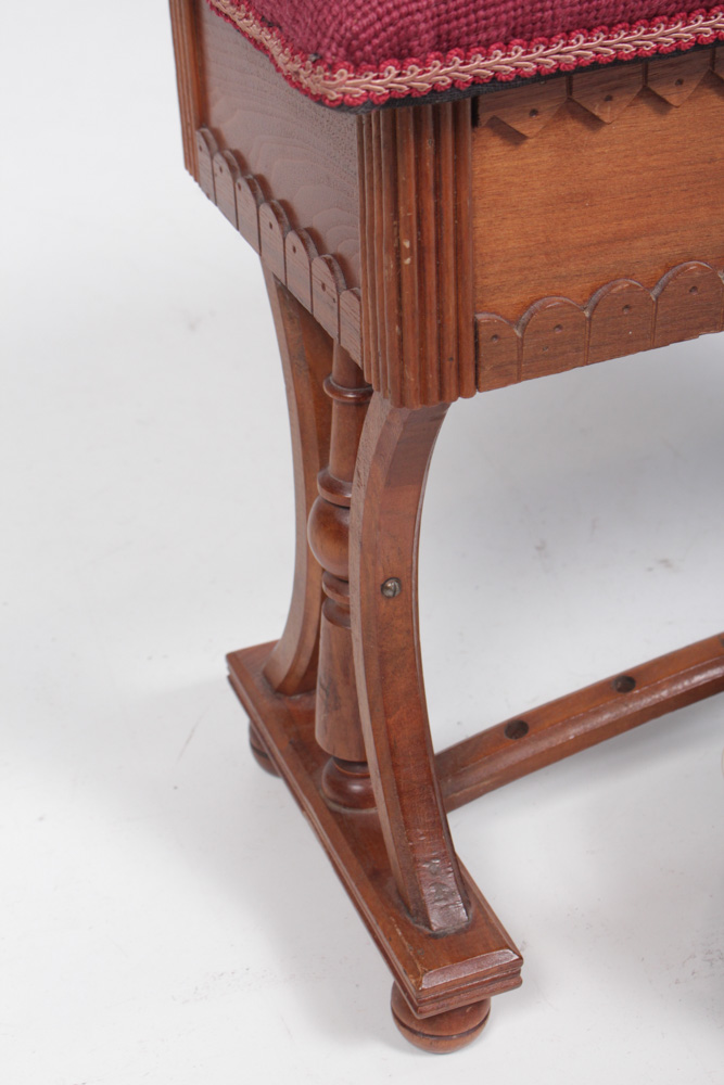 Antique Eastlake Needlepoint Sewing Bench