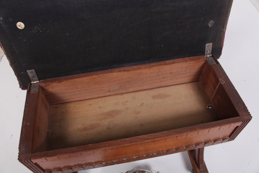 Antique Eastlake Needlepoint Sewing Bench