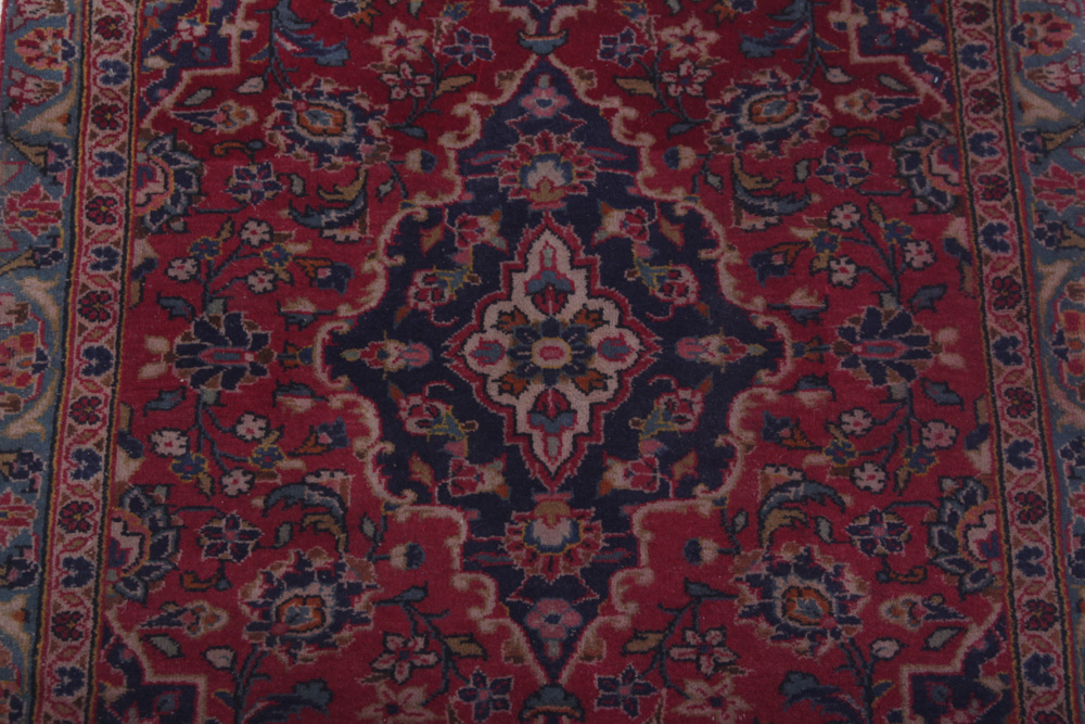 Semi-Antique Hand-Knotted Persian Kashan Accent Rug
