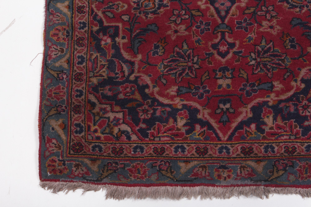 Semi-Antique Hand-Knotted Persian Kashan Accent Rug