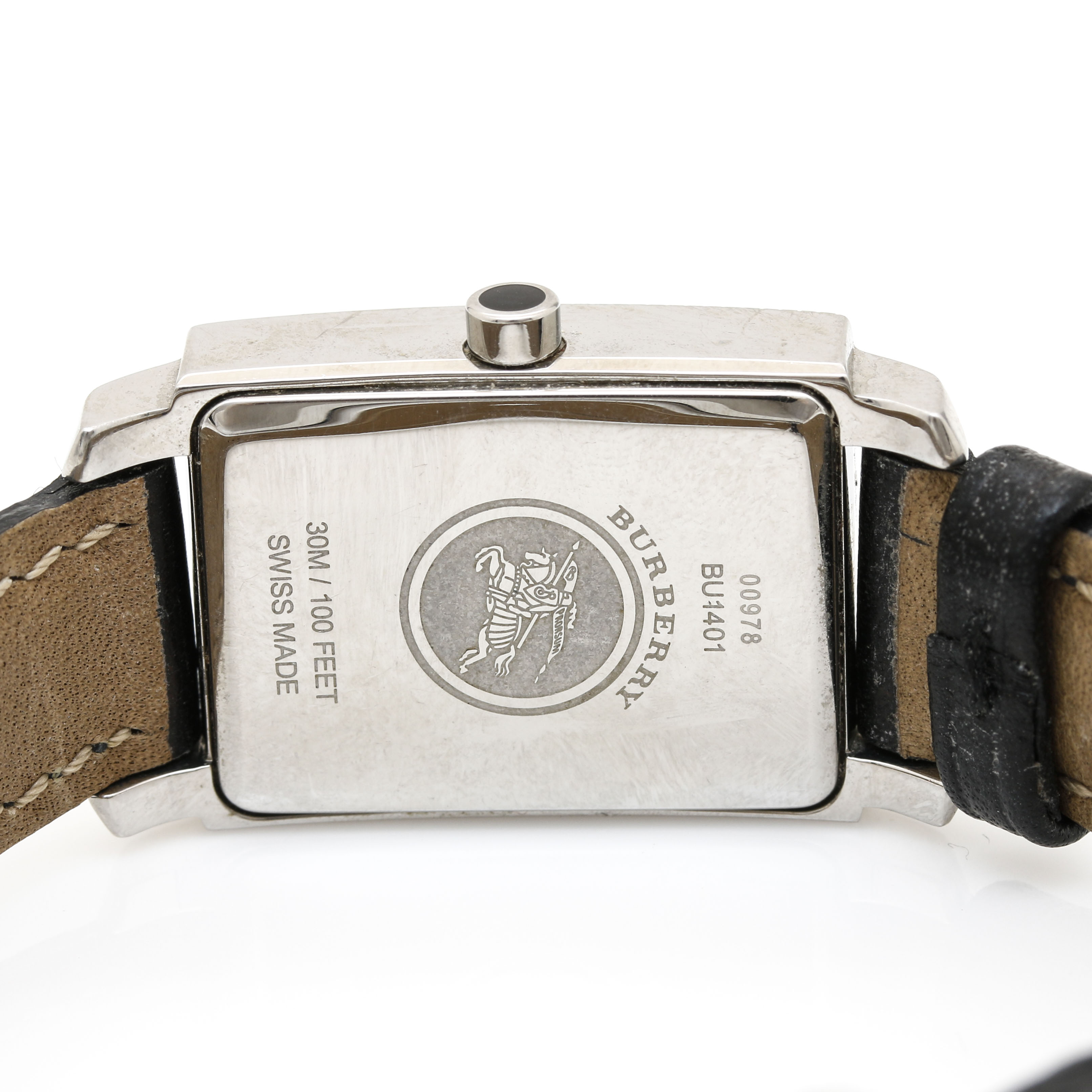 Burberry Stainless Steel and Leather Strap Watch