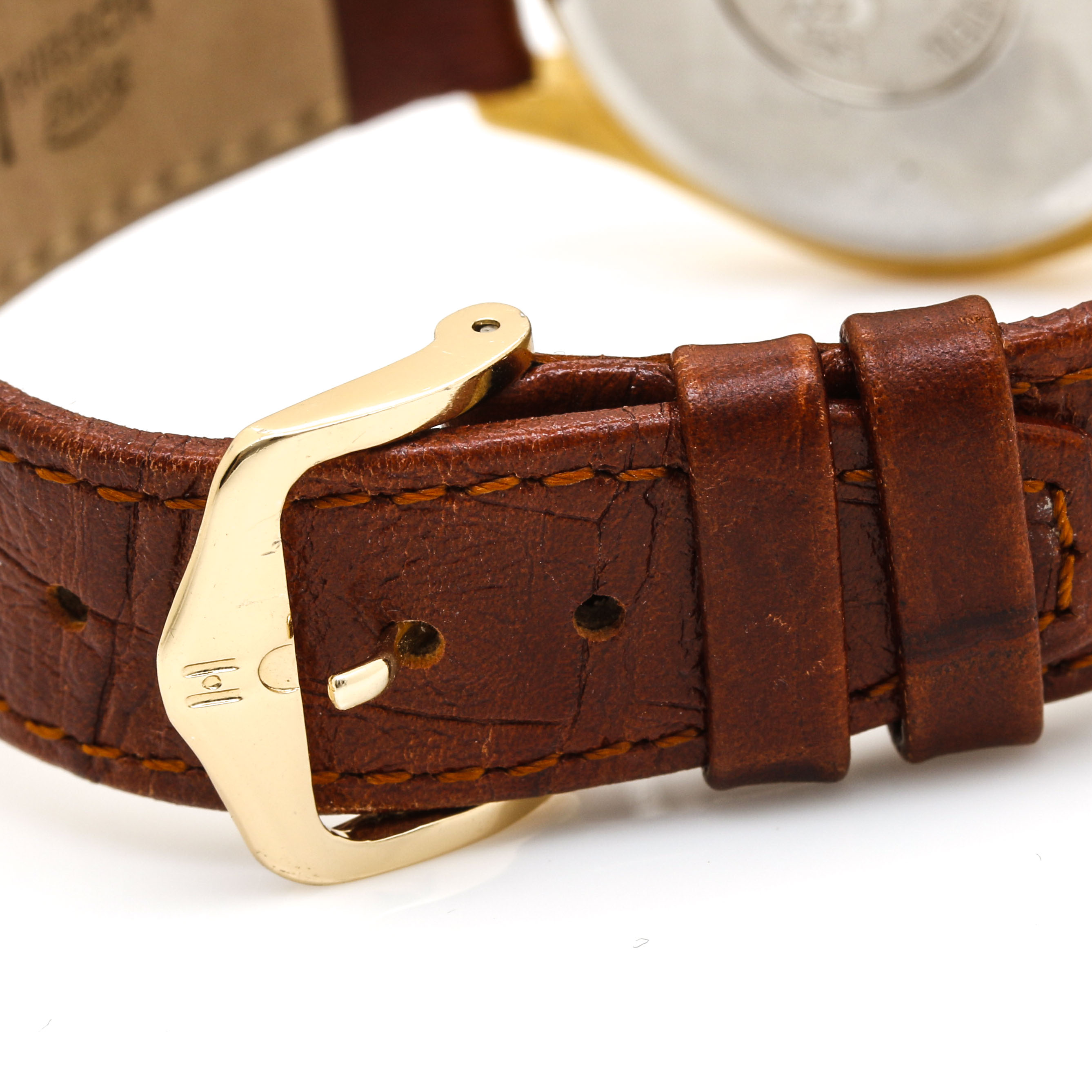 Omega Seamaster Quartz Yellow Gold Plated Leather Watch