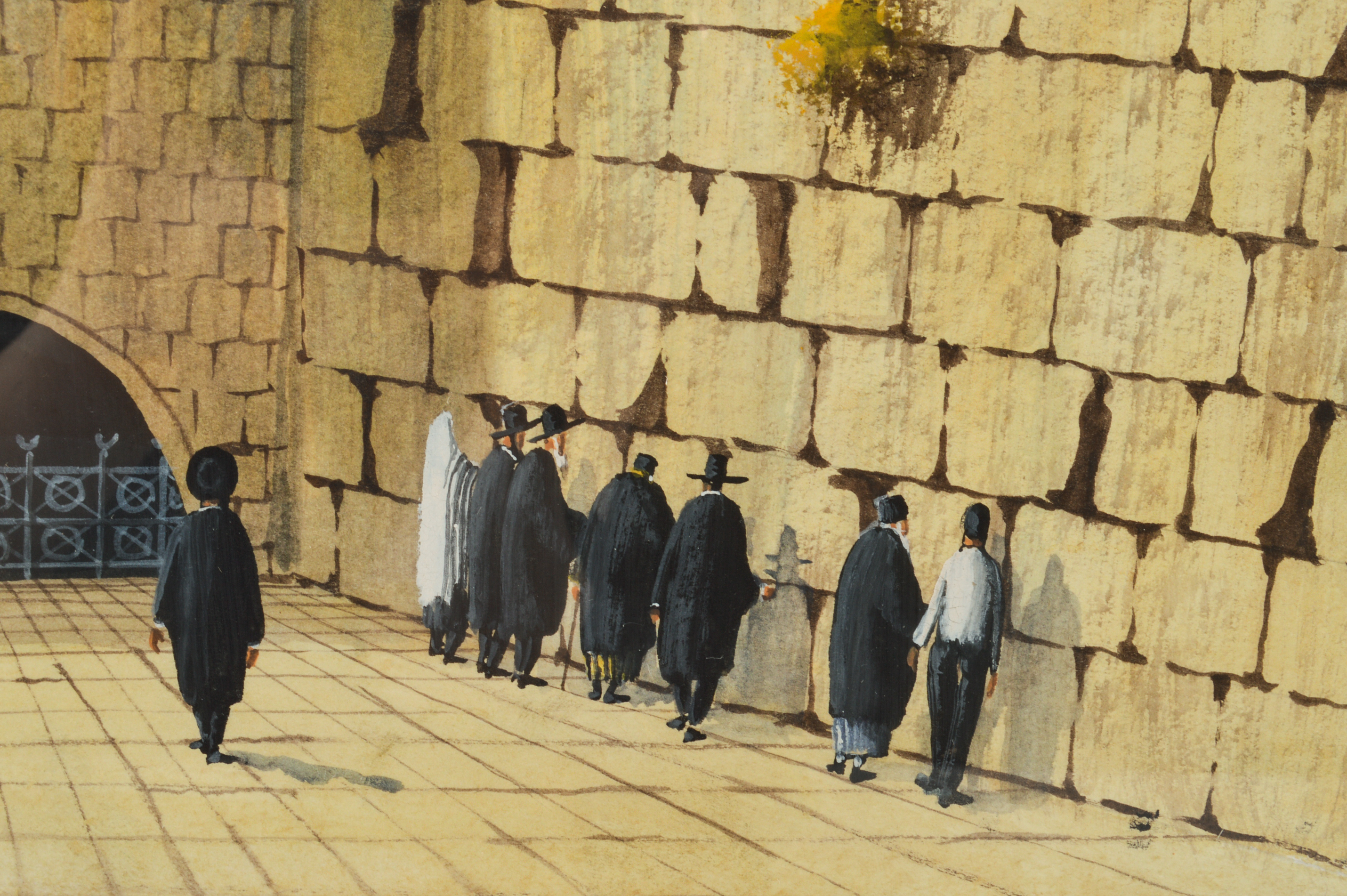 Simon Rosen Gouache Painting of "The Wailing Wall"