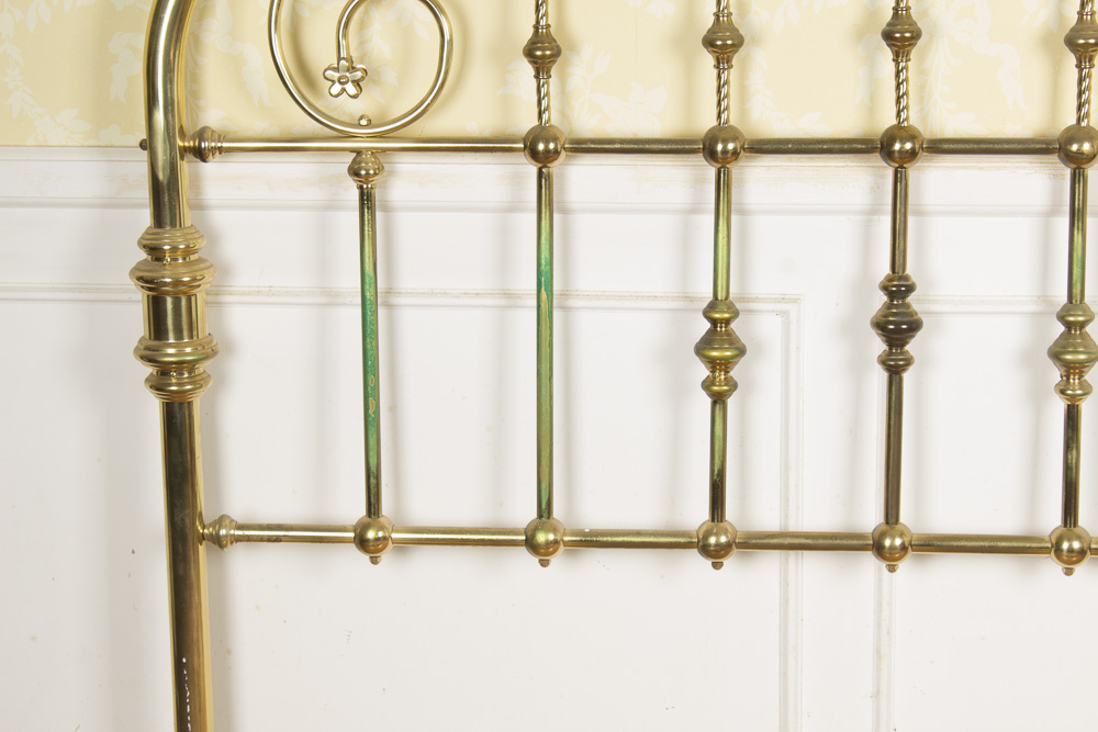 Vintage Full Size Brass Headboard with Marble Details
