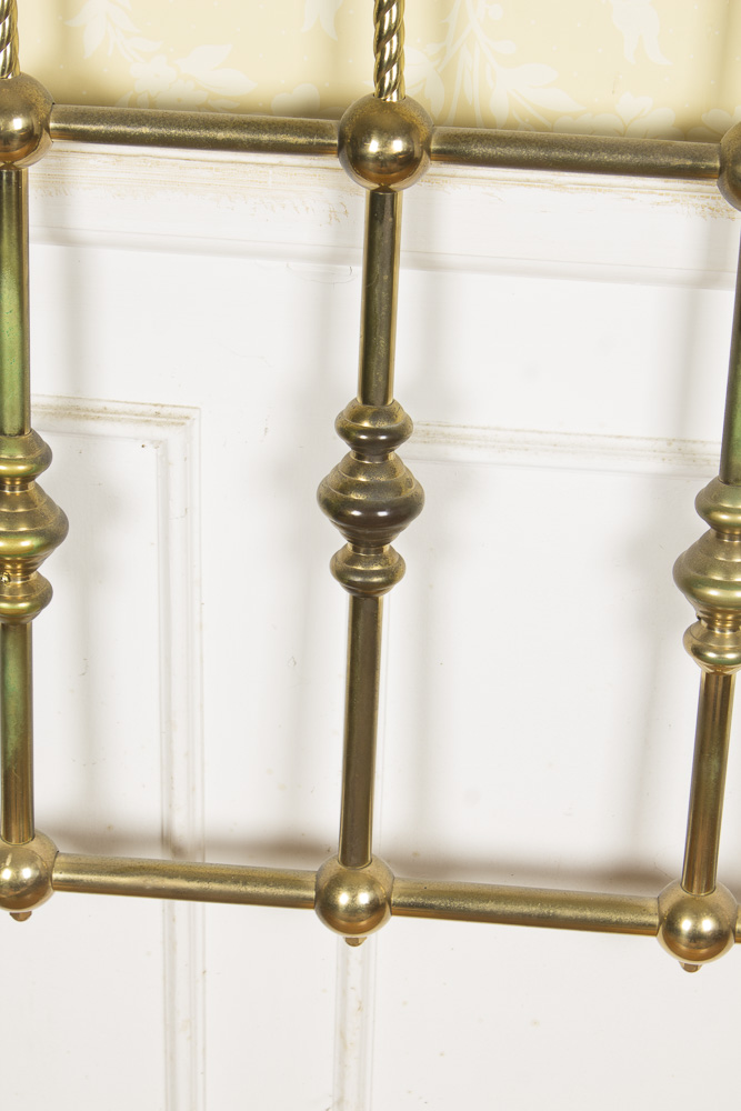 Vintage Full Size Brass Headboard with Marble Details