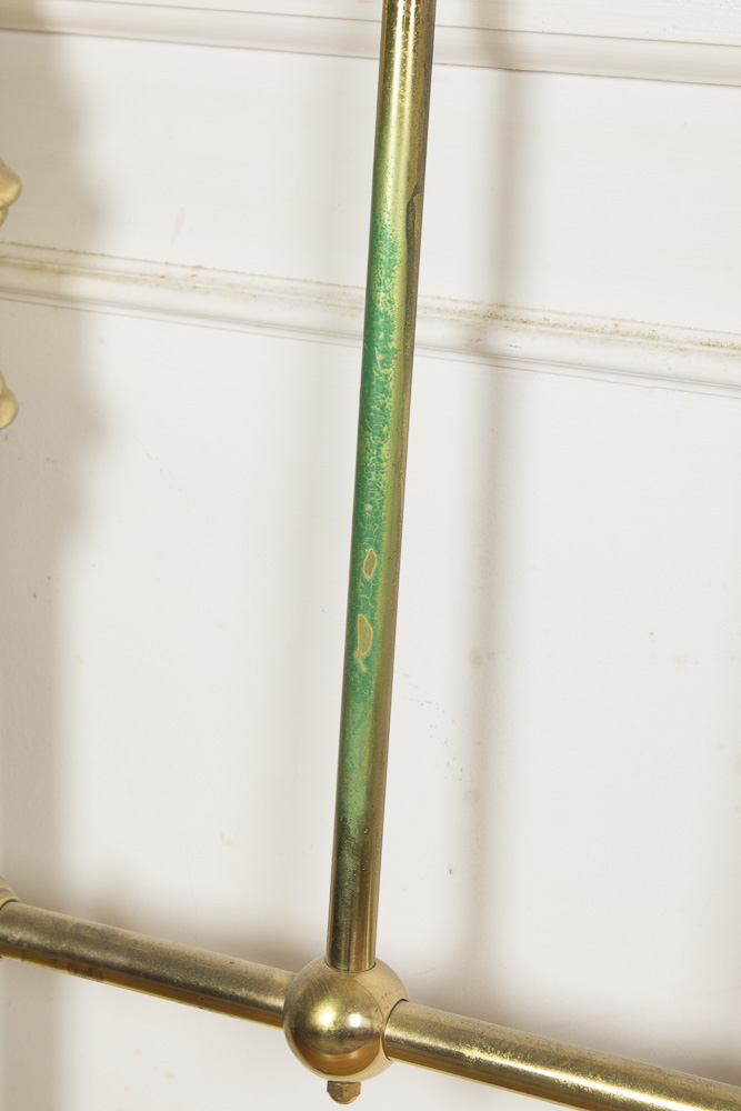 Vintage Full Size Brass Headboard with Marble Details