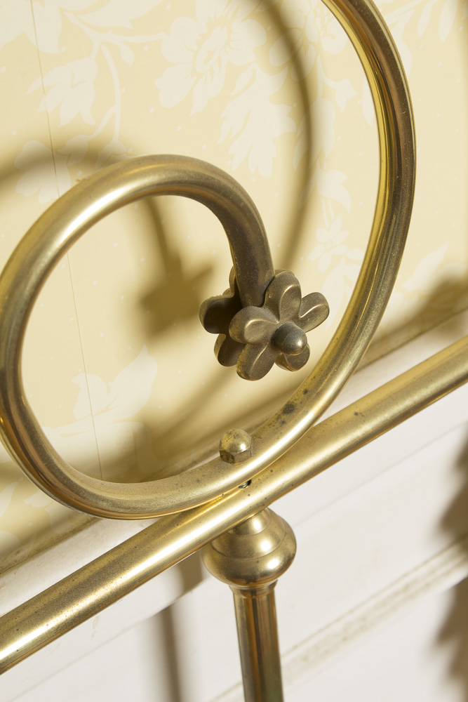Vintage Full Size Brass Headboard with Marble Details
