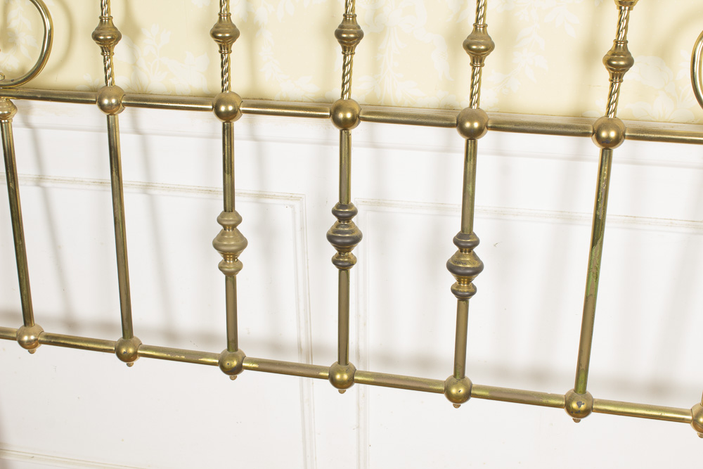 Vintage Full Size Brass Headboard with Marble Details