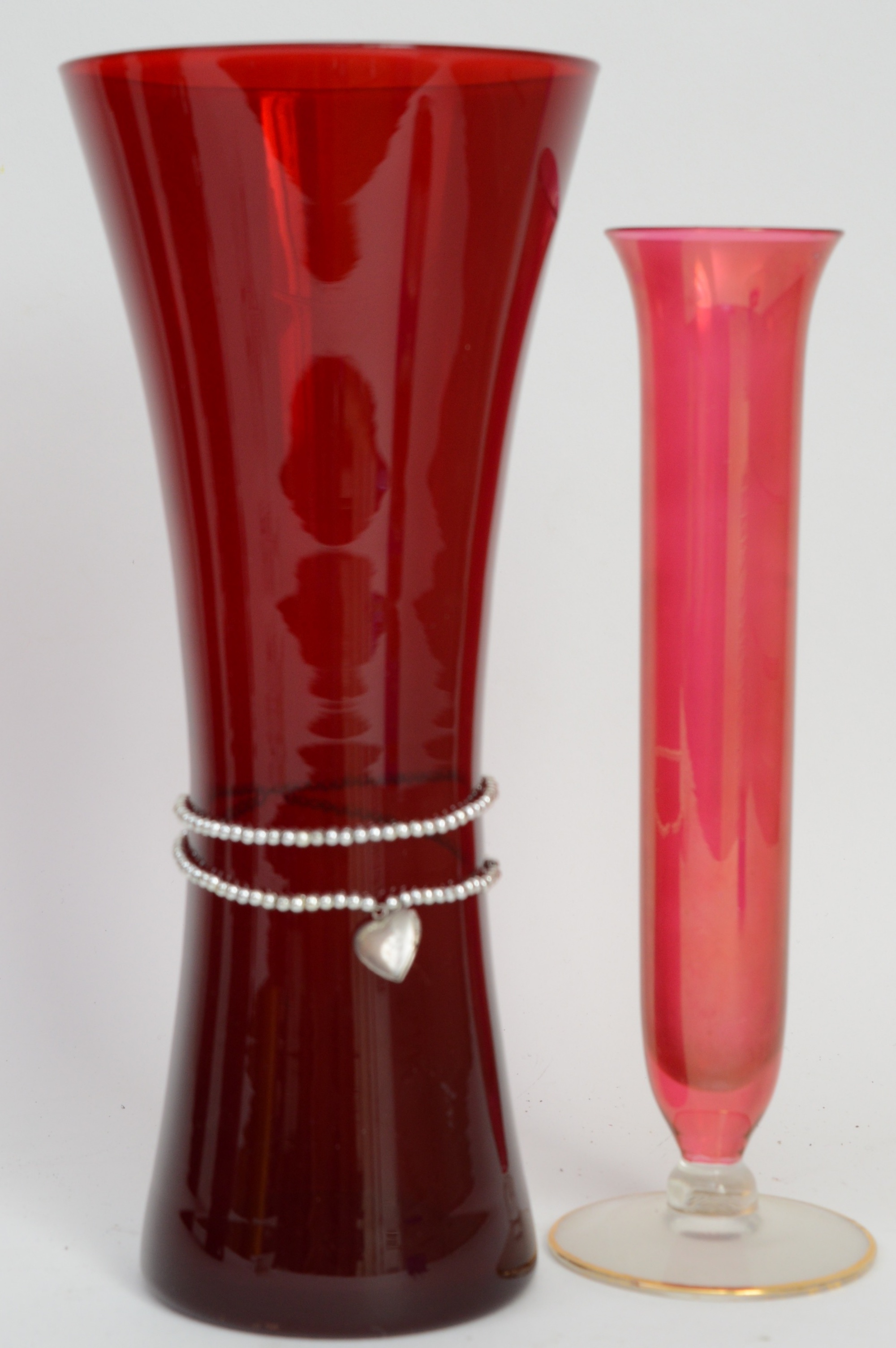 Antique Oil Lamp with Red Glass and Red Glass Decor