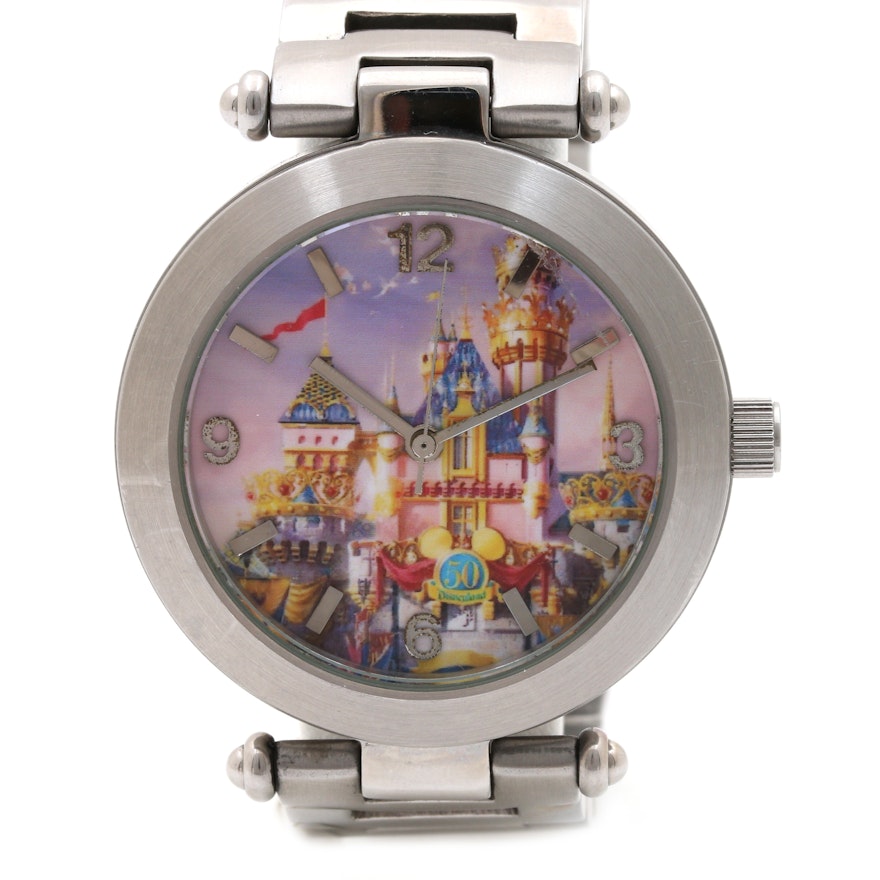 Disneyland 50 Resort Stainless Steel Link Wristwatch