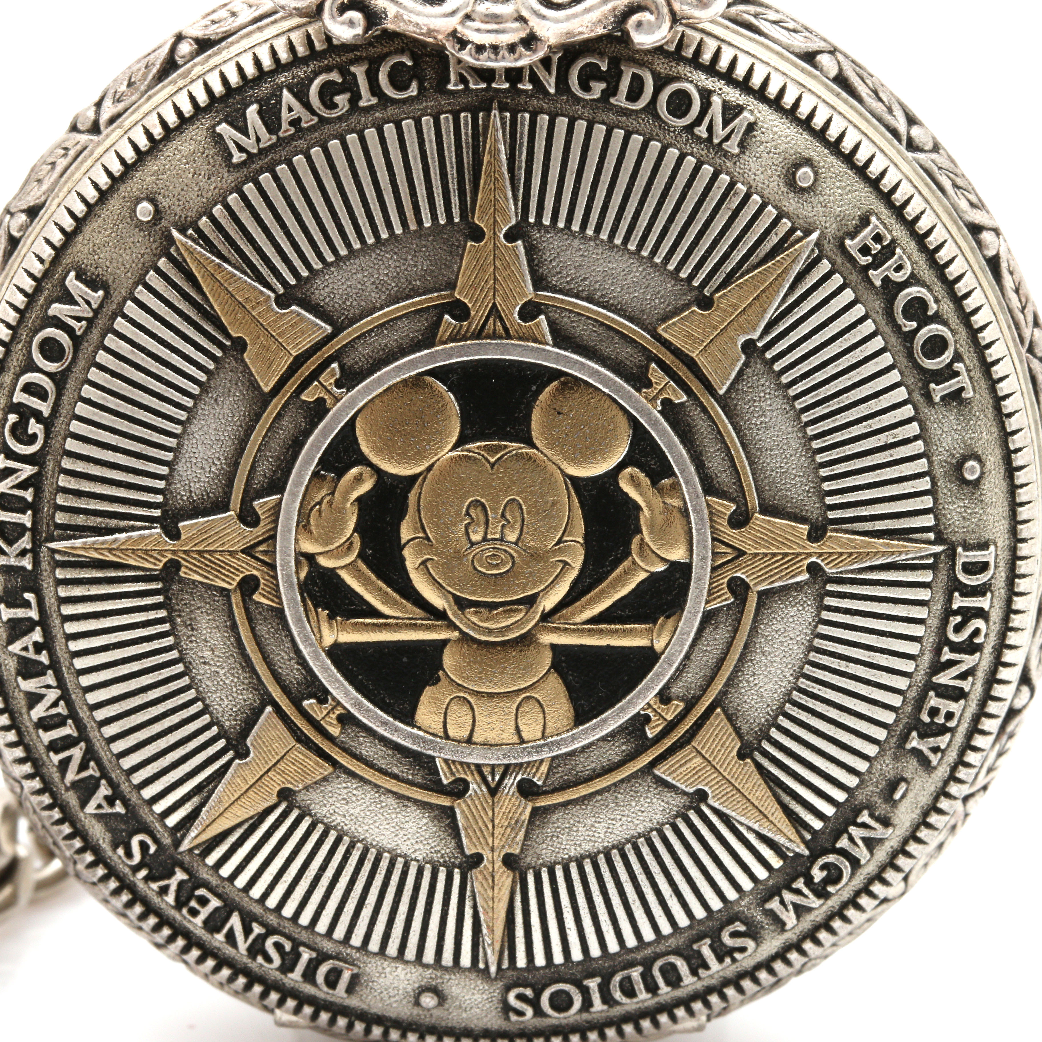 Walt Disney World Tour Silver Tone Pocket Watch With Chain