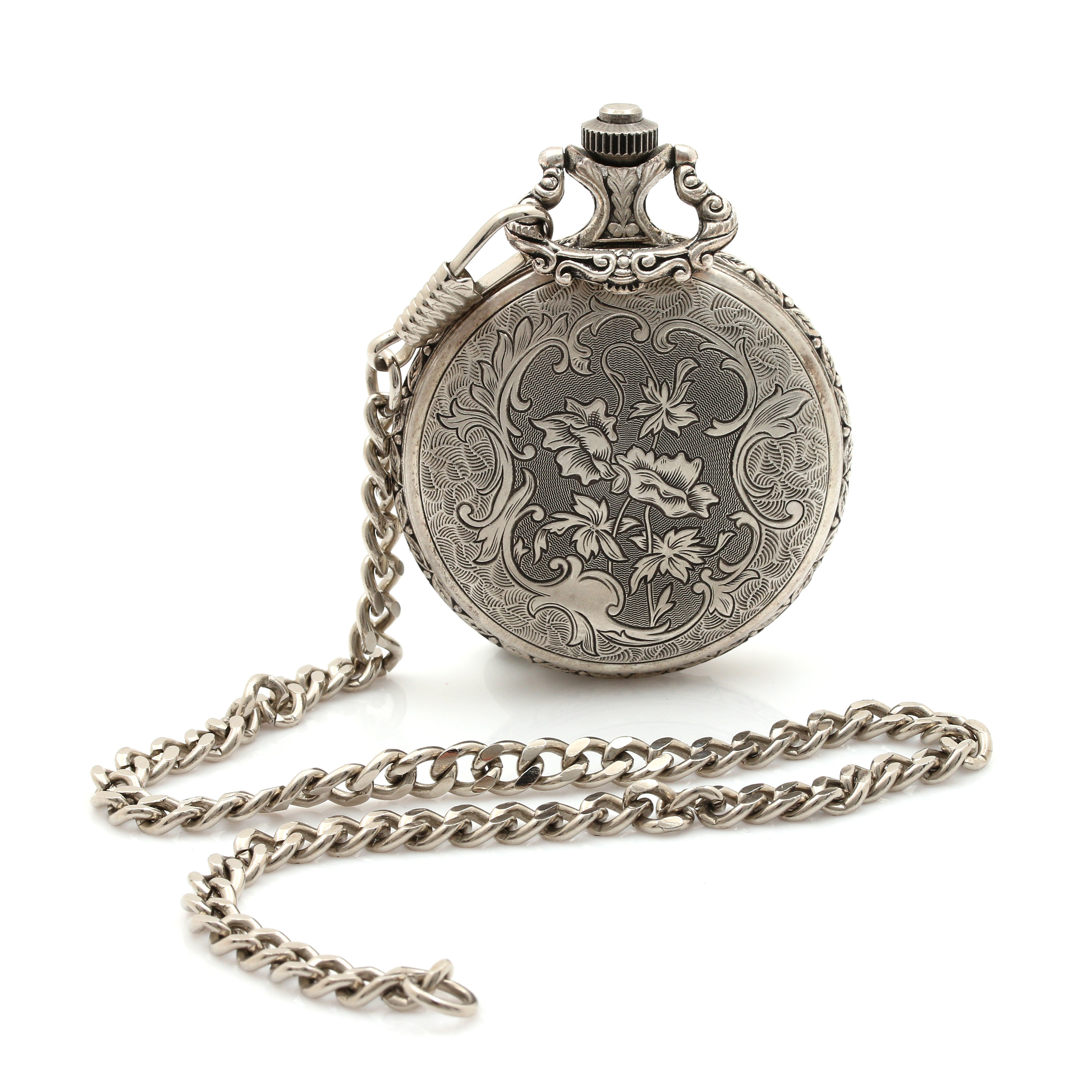 Walt Disney World Tour Silver Tone Pocket Watch With Chain