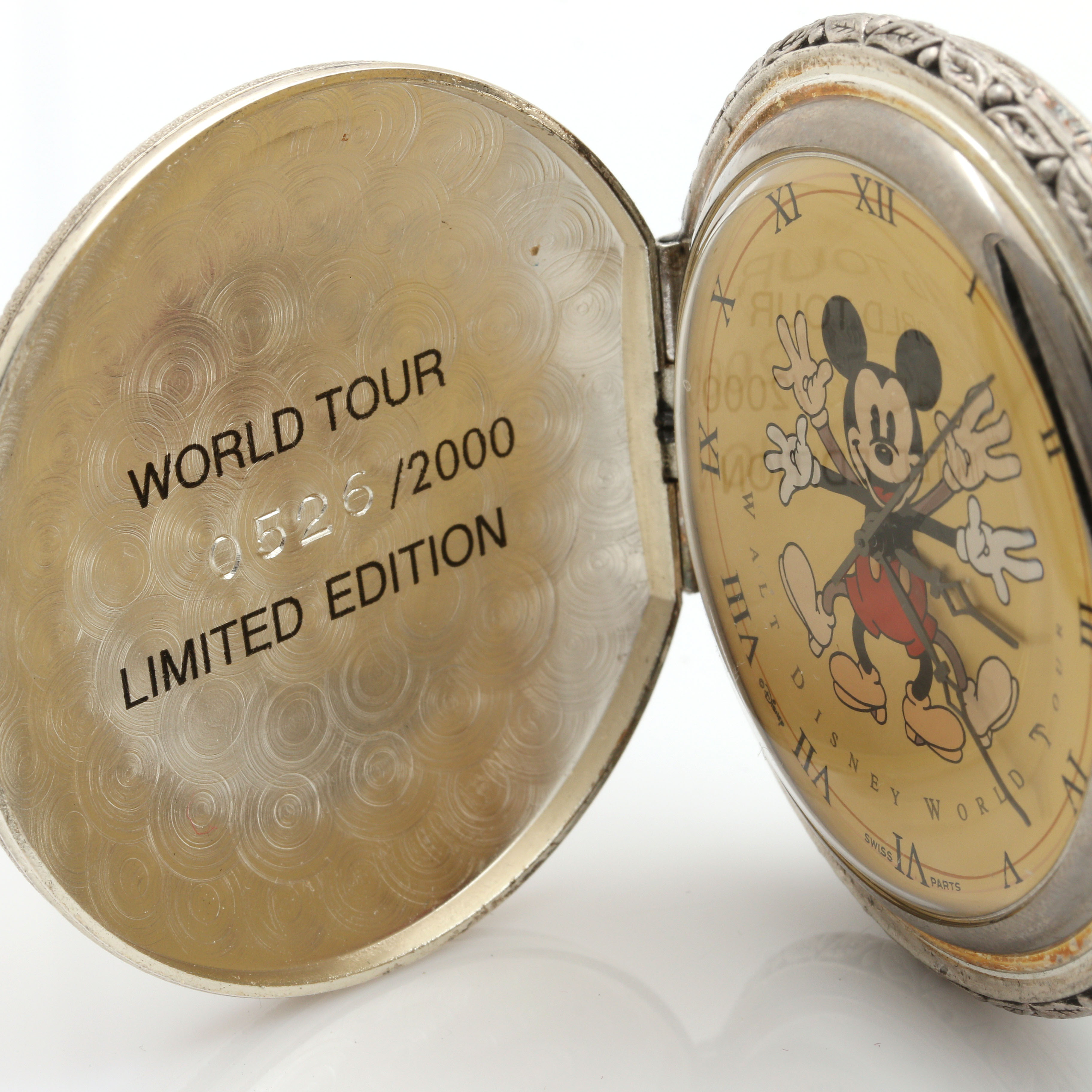 Walt Disney World Tour Silver Tone Pocket Watch With Chain