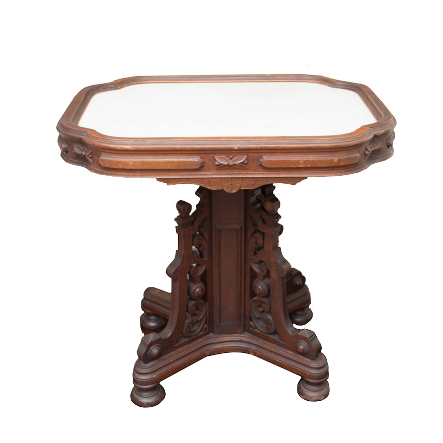Antique Victorian Eastlake Marble Top Side Table