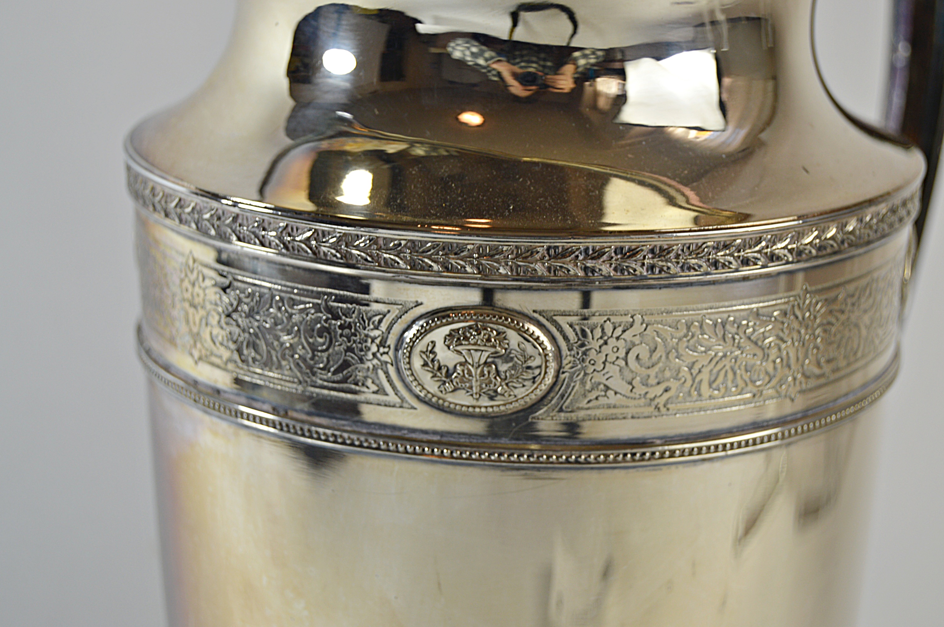 Meriden "Bordeaux" Silver Plate Water Pitcher,Wallace Sterling Carving Set