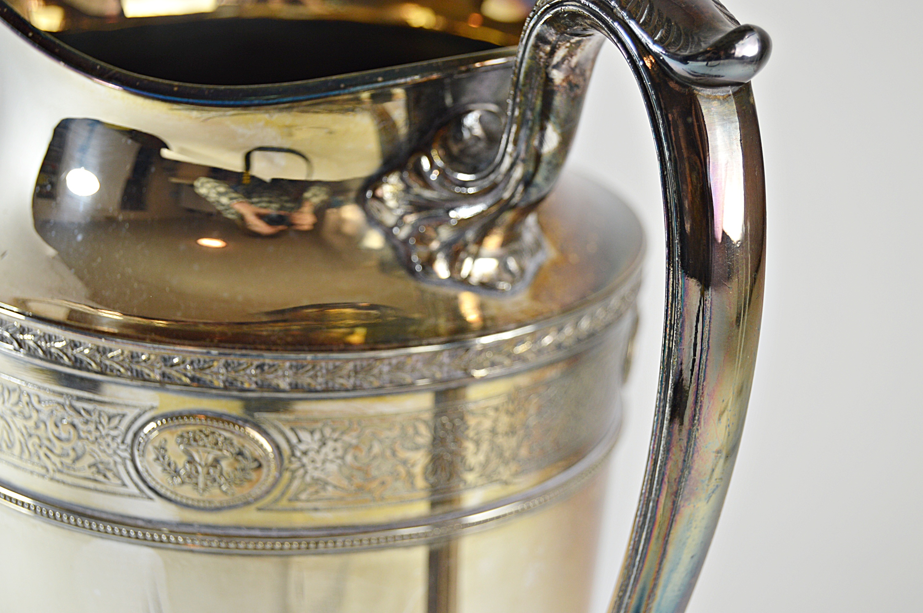 Meriden "Bordeaux" Silver Plate Water Pitcher,Wallace Sterling Carving Set