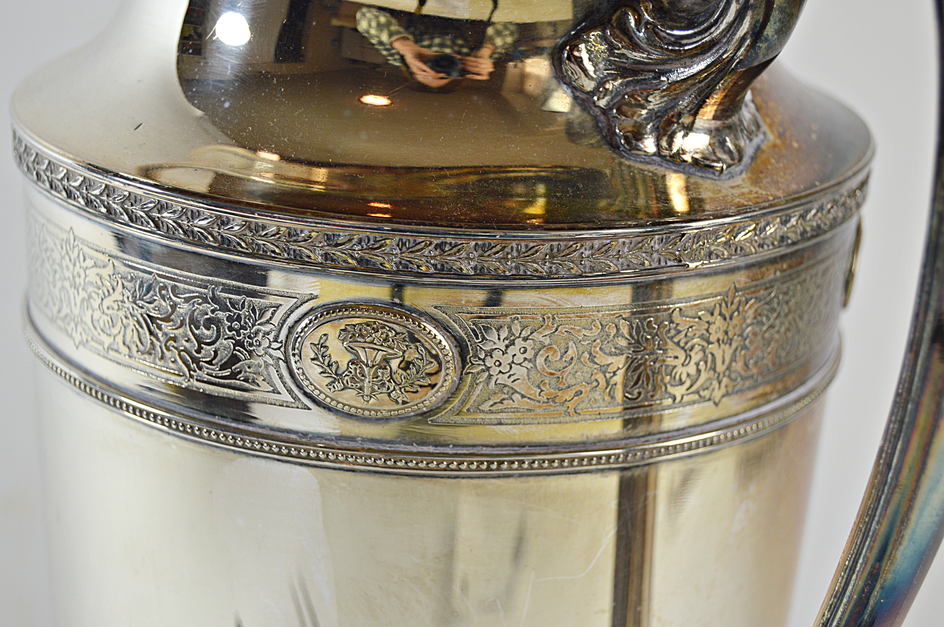 Meriden "Bordeaux" Silver Plate Water Pitcher,Wallace Sterling Carving Set