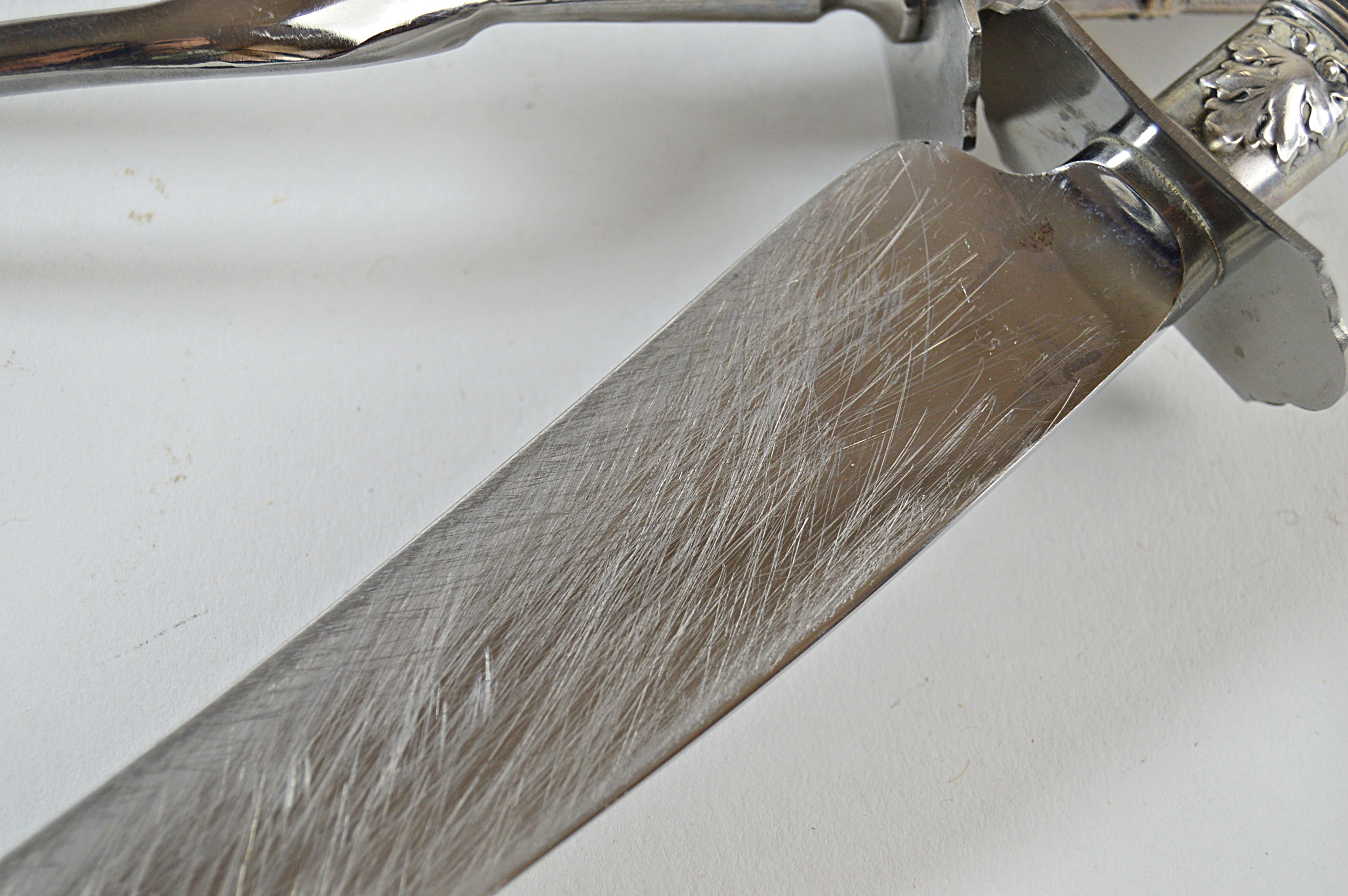 Meriden "Bordeaux" Silver Plate Water Pitcher,Wallace Sterling Carving Set