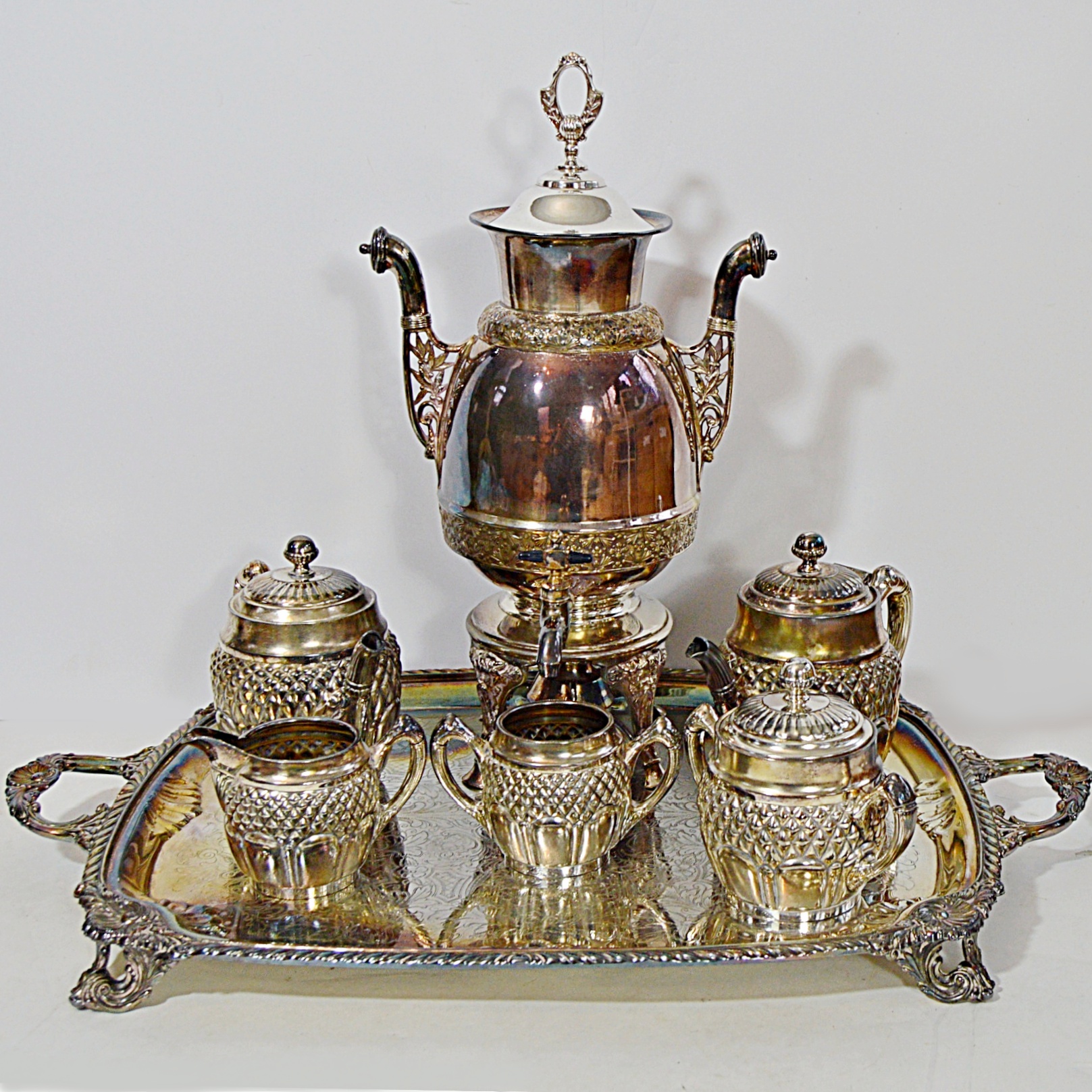 Vintage Mermod Jaccard Quadruple Silver Plate Tea Service
