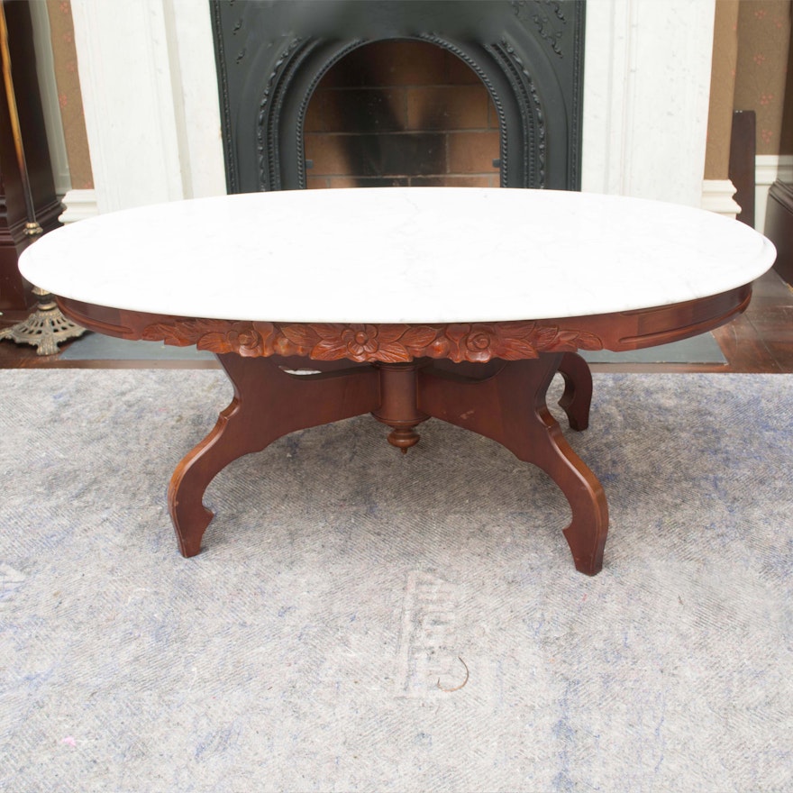 Vintage Victorian Style Granite Top Coffee Table