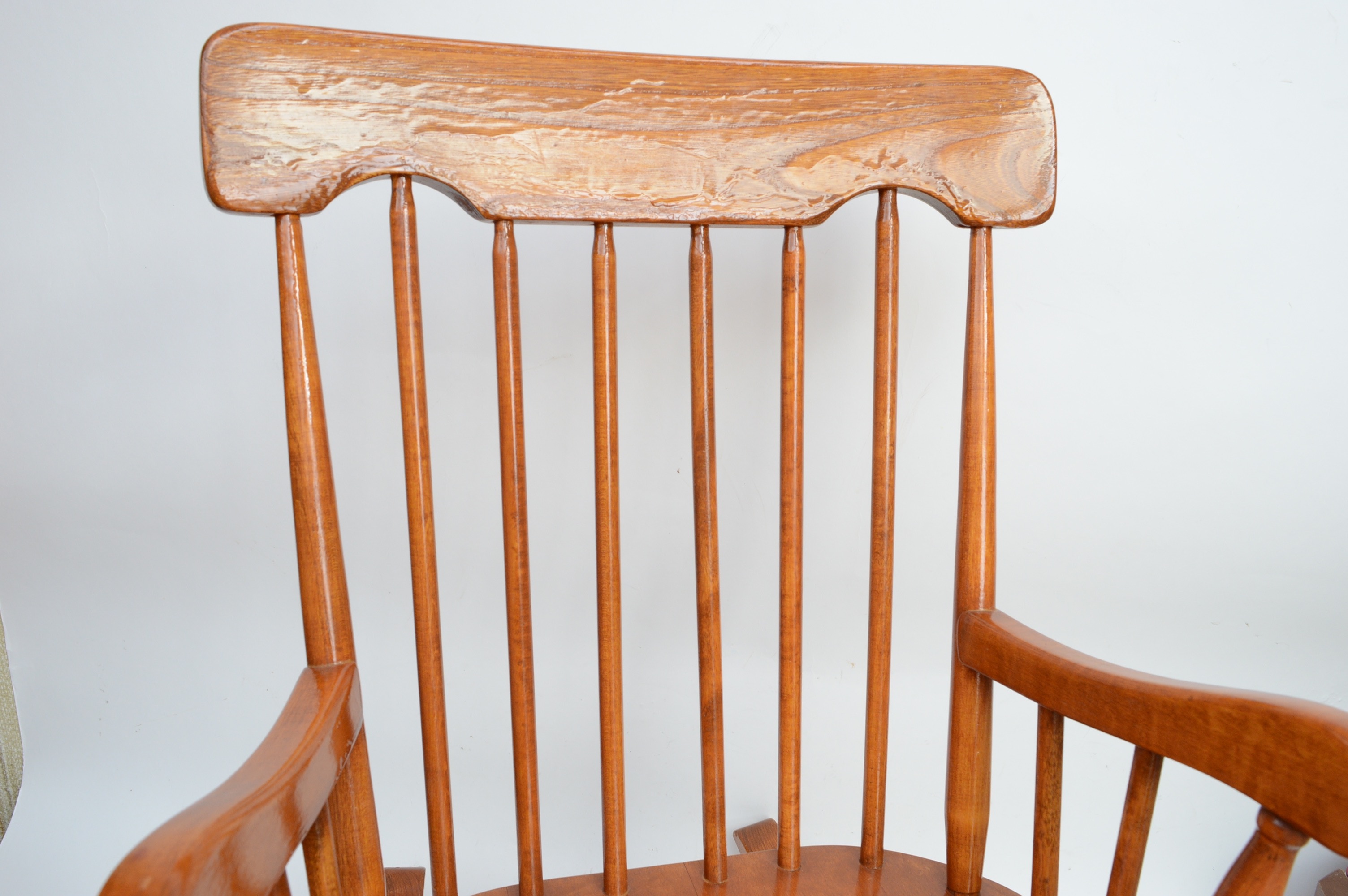 Child's Oak Rocking Chair and Antique Doll