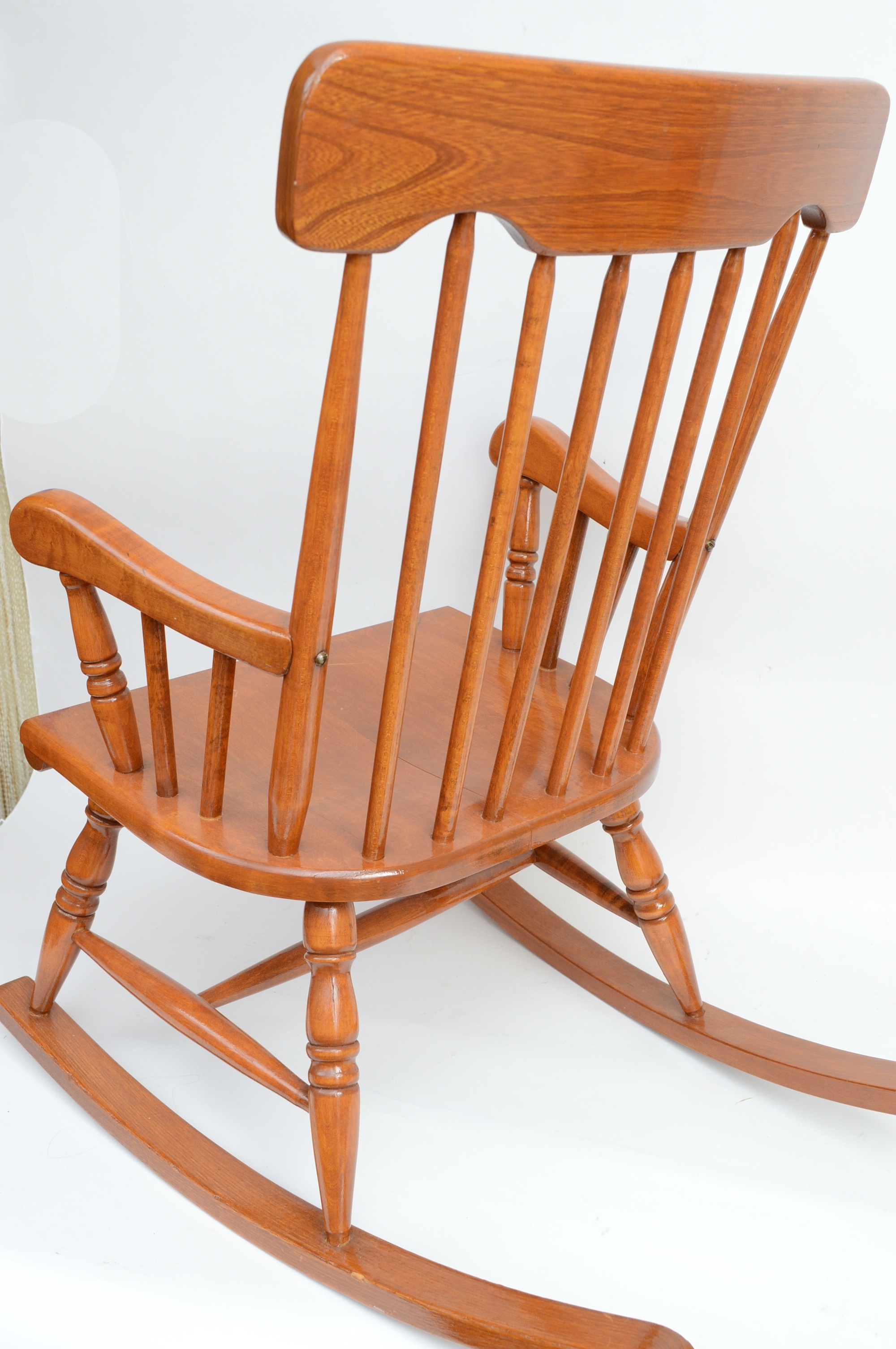 Child's Oak Rocking Chair and Antique Doll