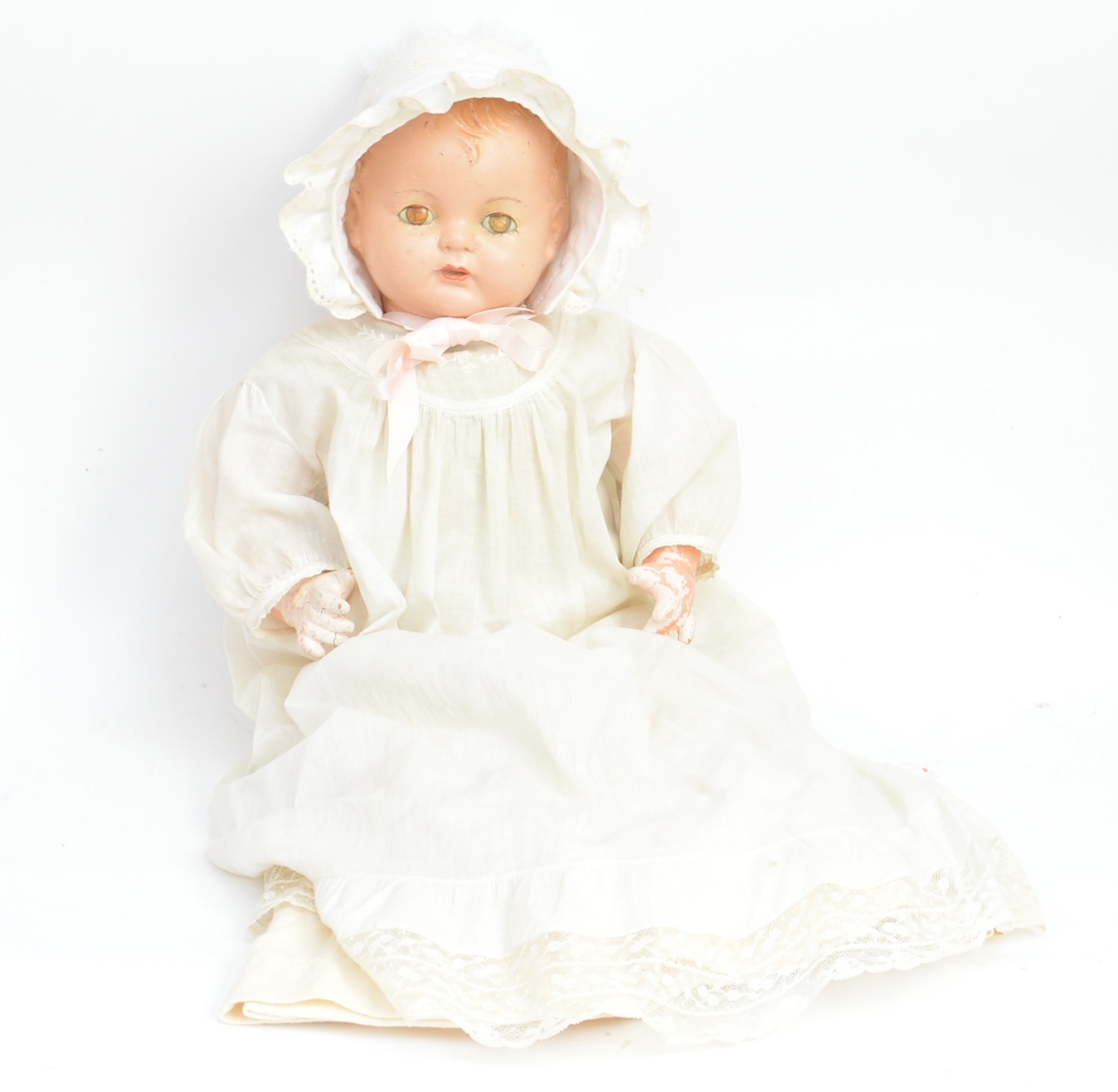 Child's Oak Rocking Chair and Antique Doll