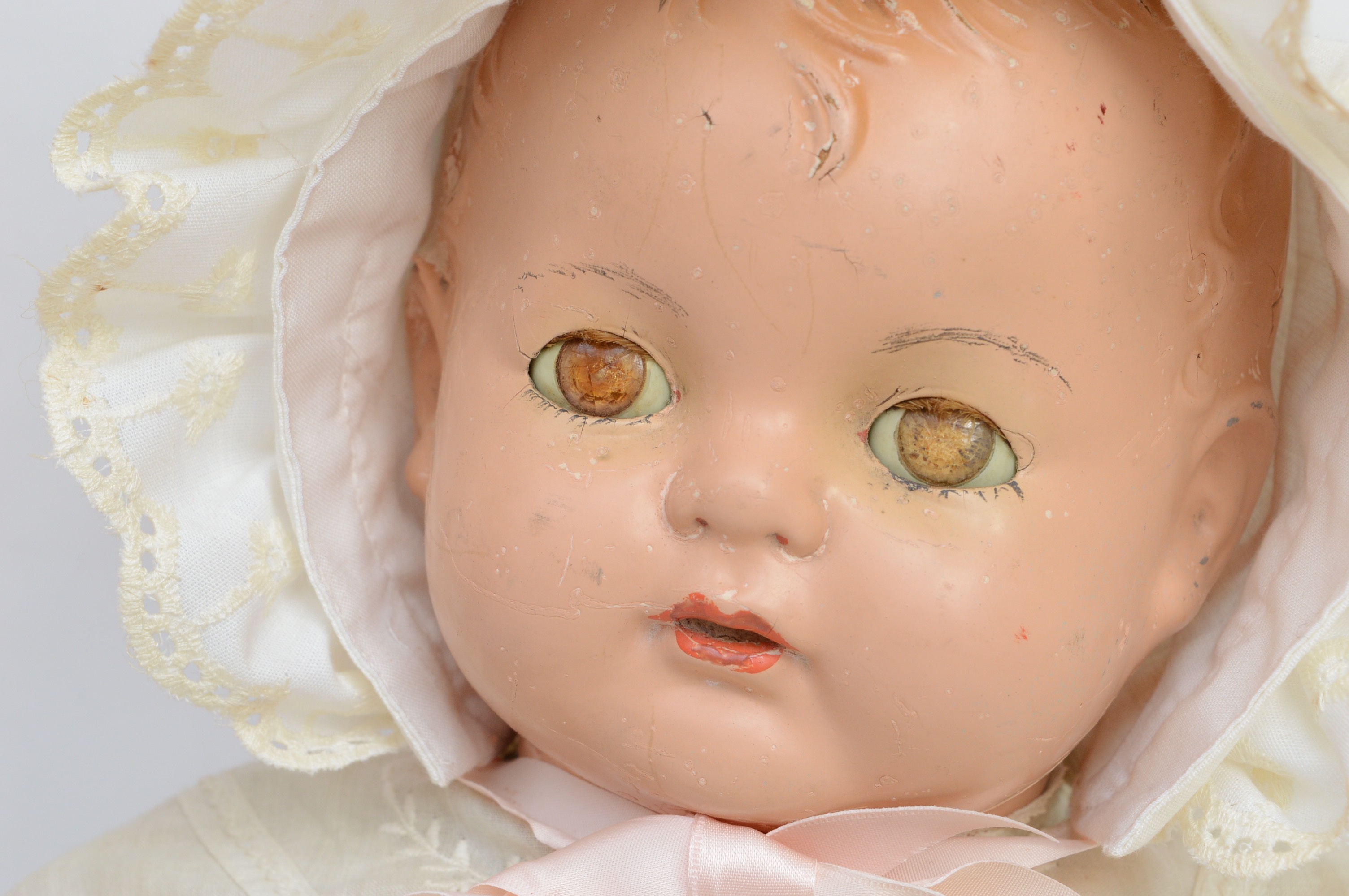 Child's Oak Rocking Chair and Antique Doll