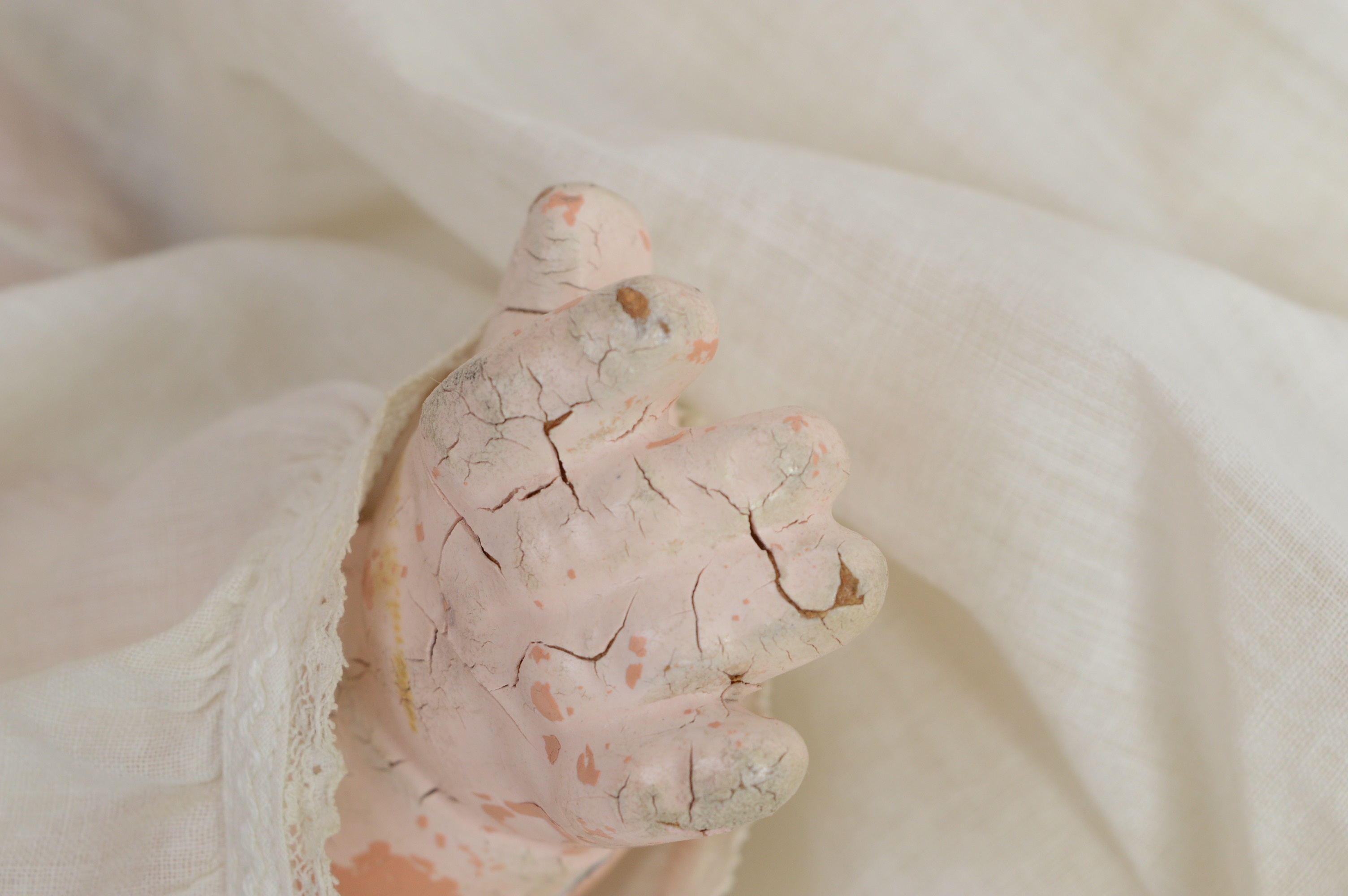 Child's Oak Rocking Chair and Antique Doll