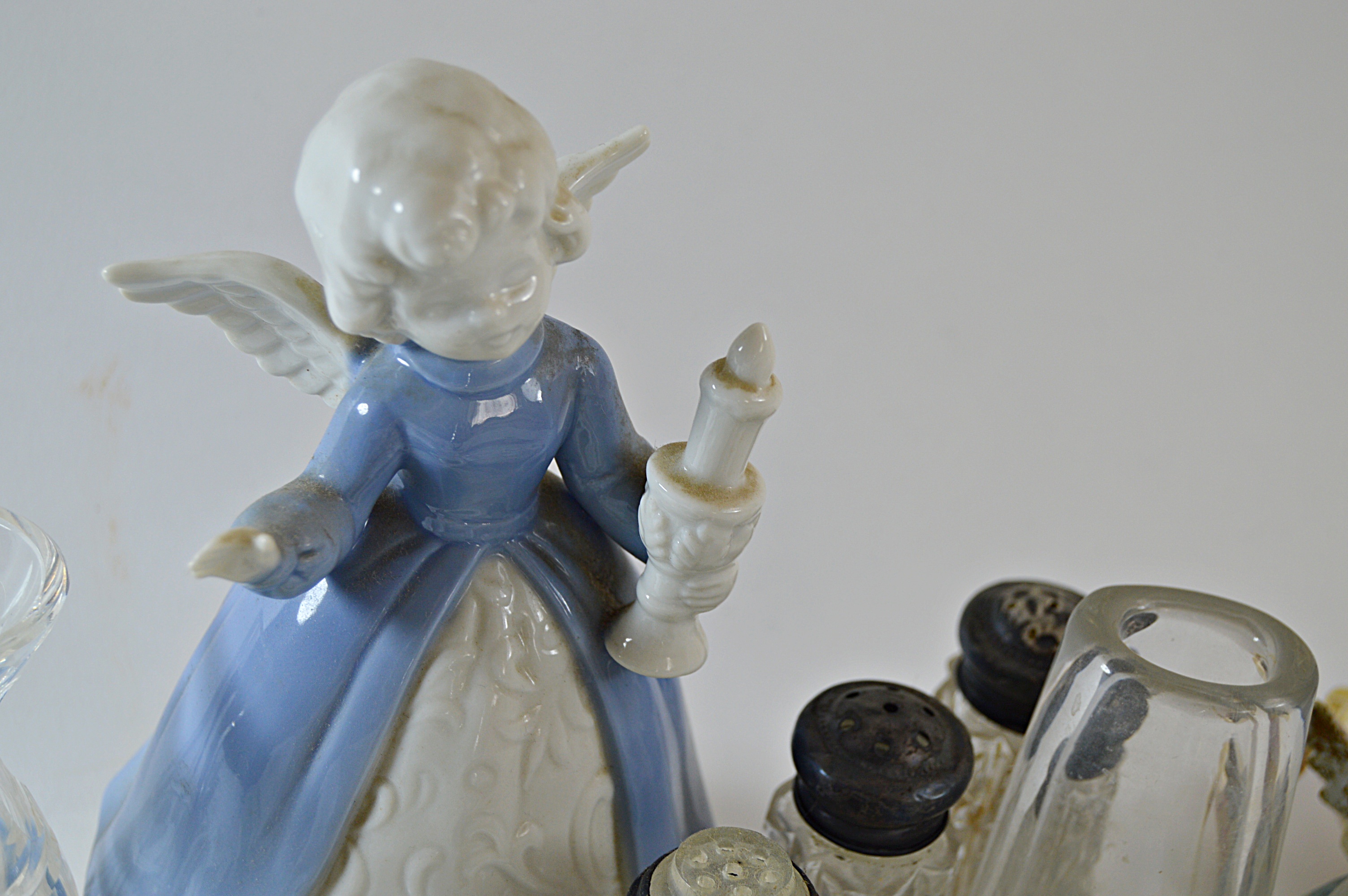 Antique and Vintage Miniatures with Child's Tea Set, Goebel Dog, Waterford Vase