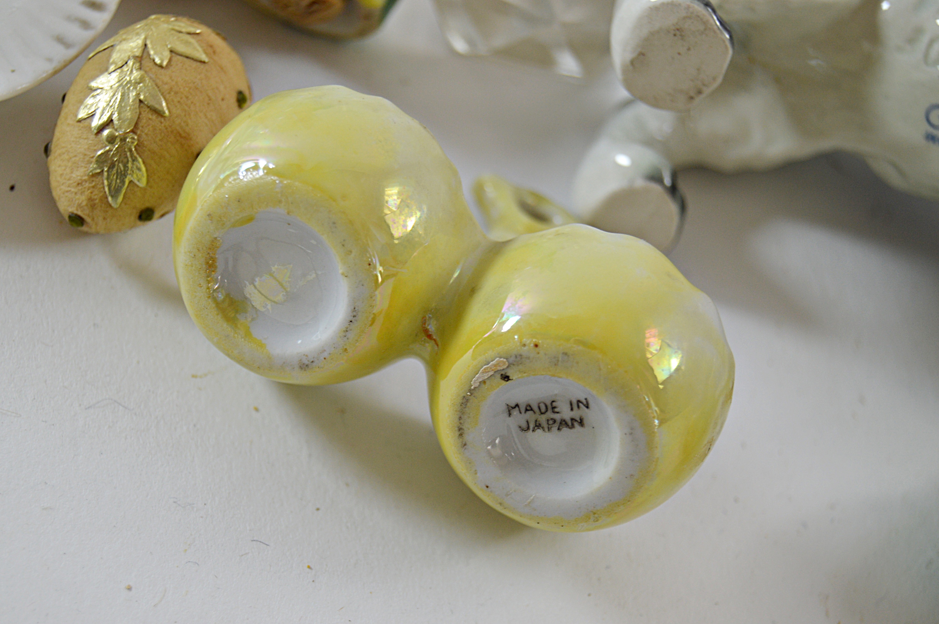 Antique and Vintage Miniatures with Child's Tea Set, Goebel Dog, Waterford Vase