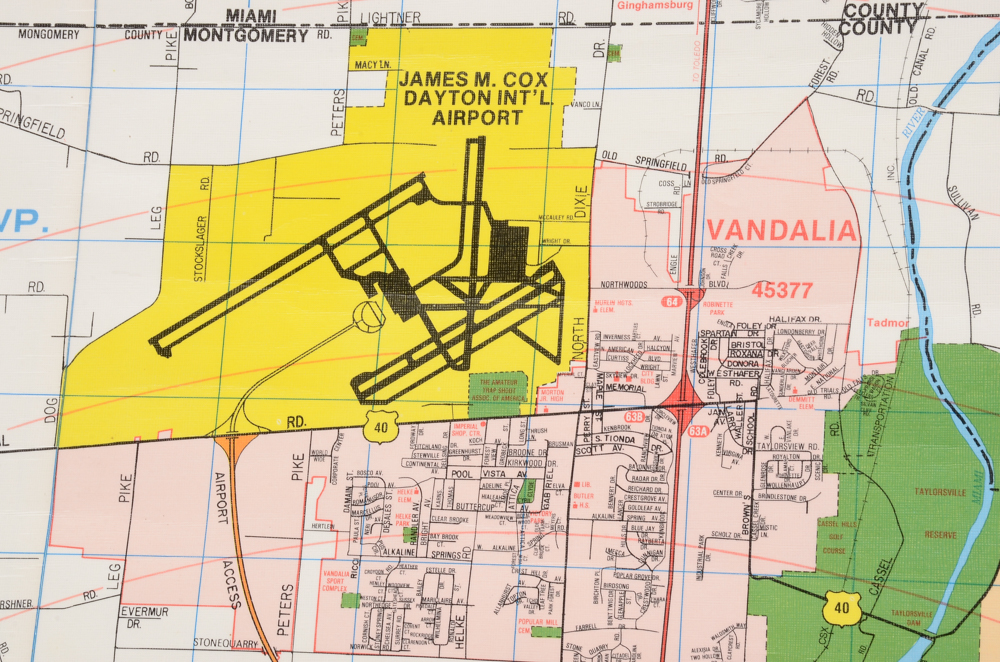 Vintage Pull-Down Wall Map of Dayton, Ohio