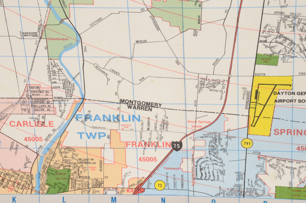 Vintage Pull-Down Wall Map of Dayton, Ohio