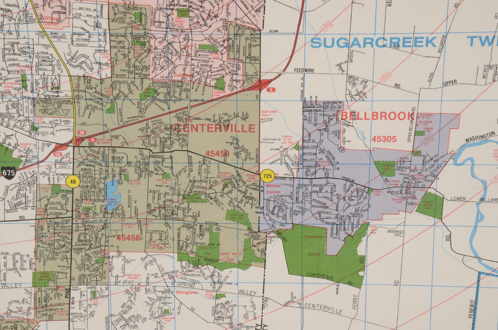 Vintage Pull-Down Wall Map of Dayton, Ohio