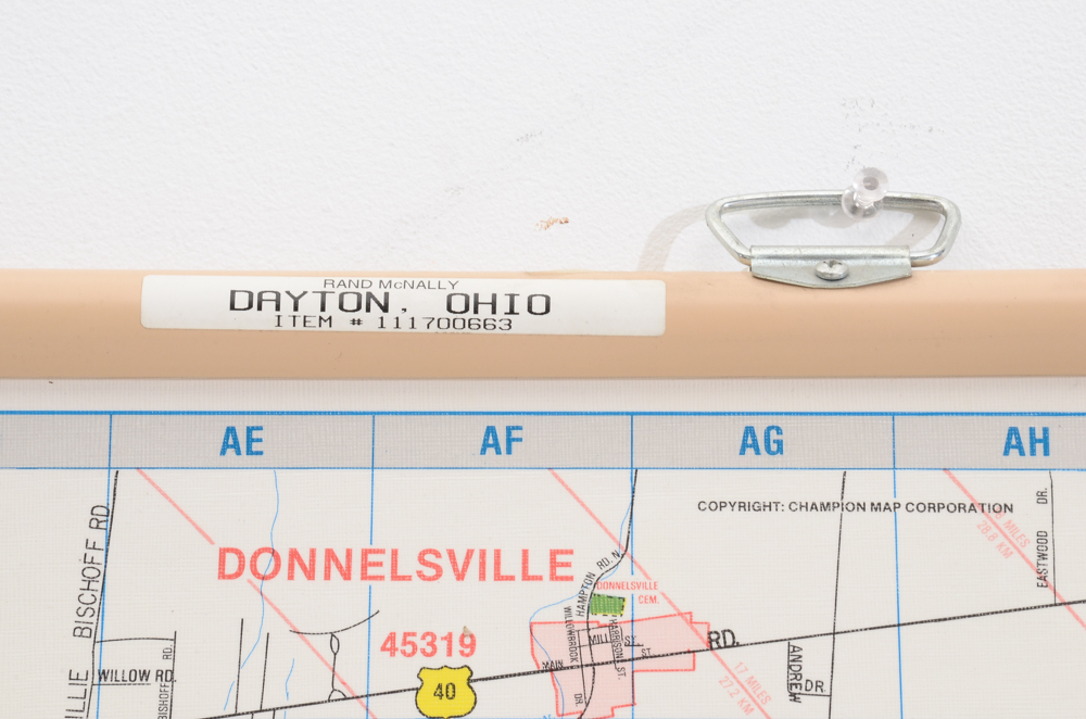 Vintage Pull-Down Wall Map of Dayton, Ohio