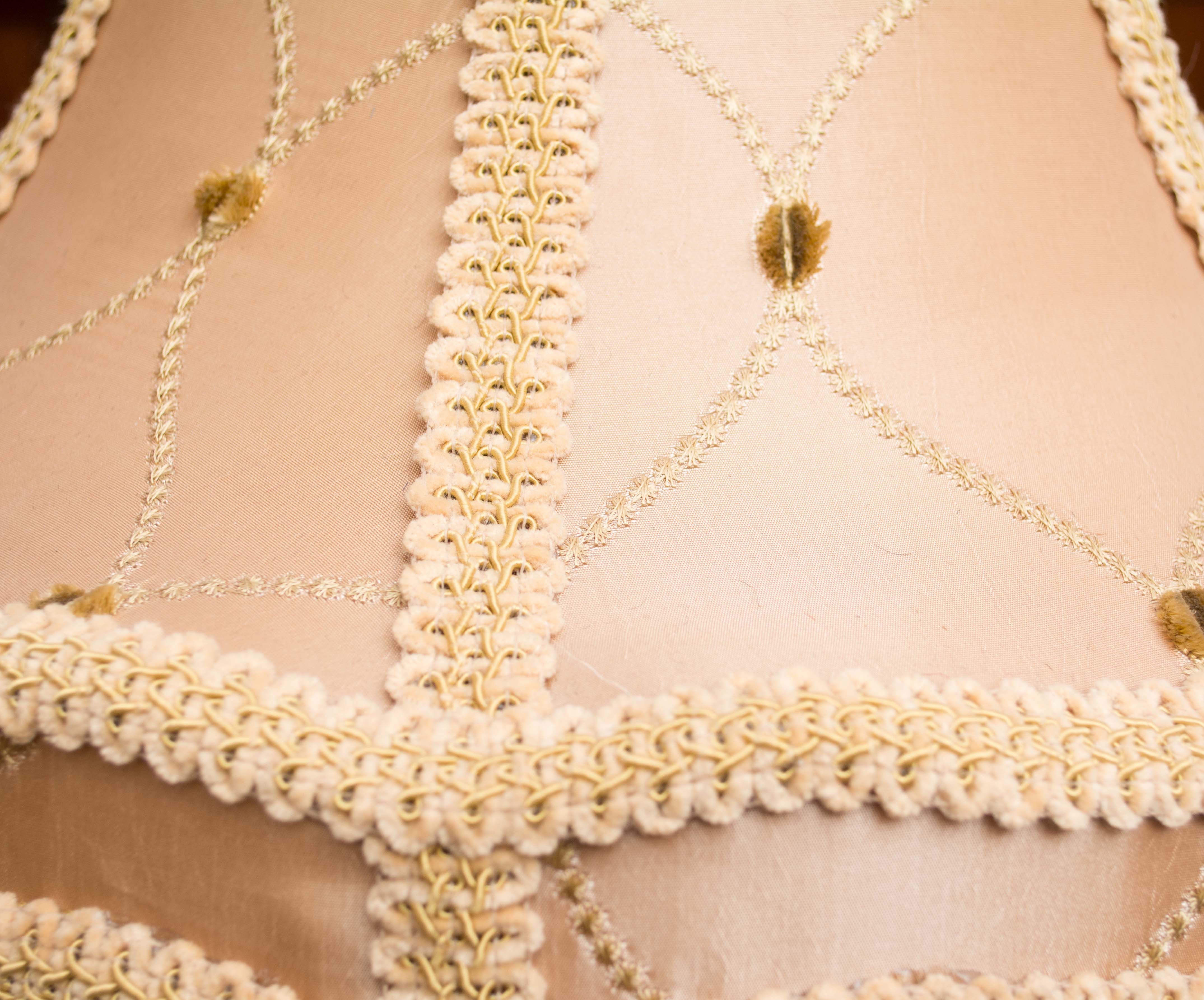 Antique Victorian Table Lamps with Pink Satin Shade and Brass Lion Feet