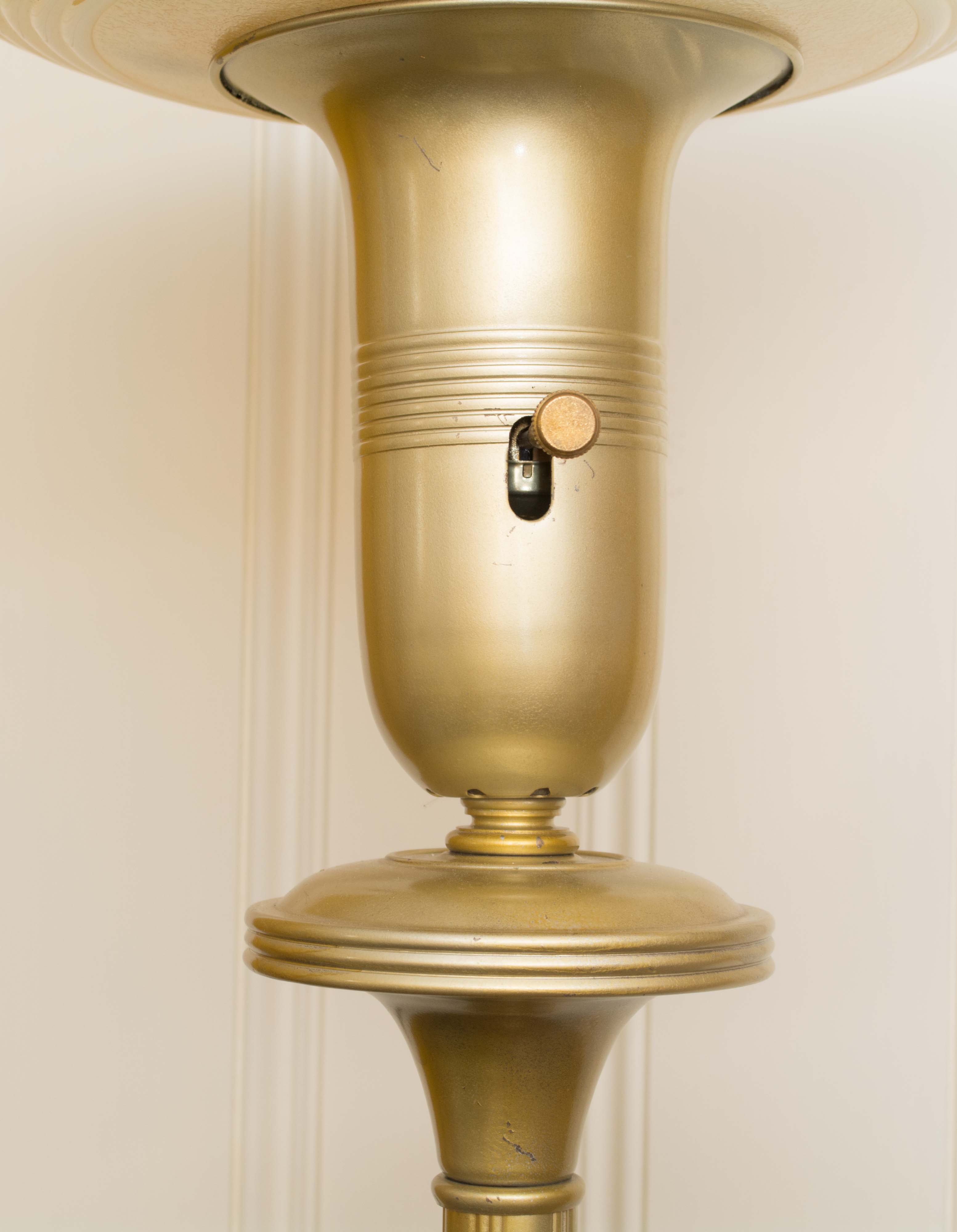 Ivory Glass Shade with Floral Motif Metal Floor Lamp