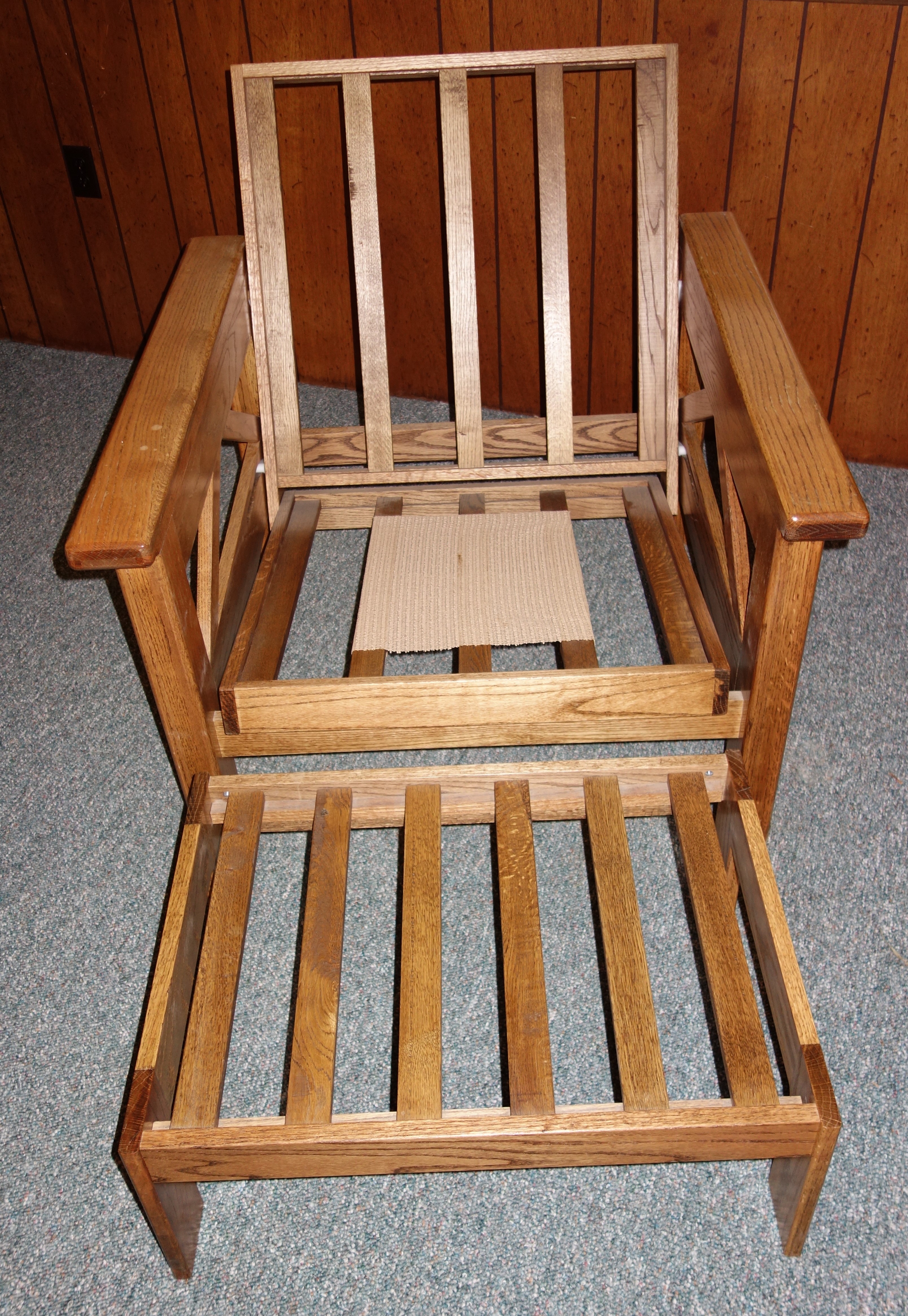 Mission Style Oak Futon Chair with Footstool